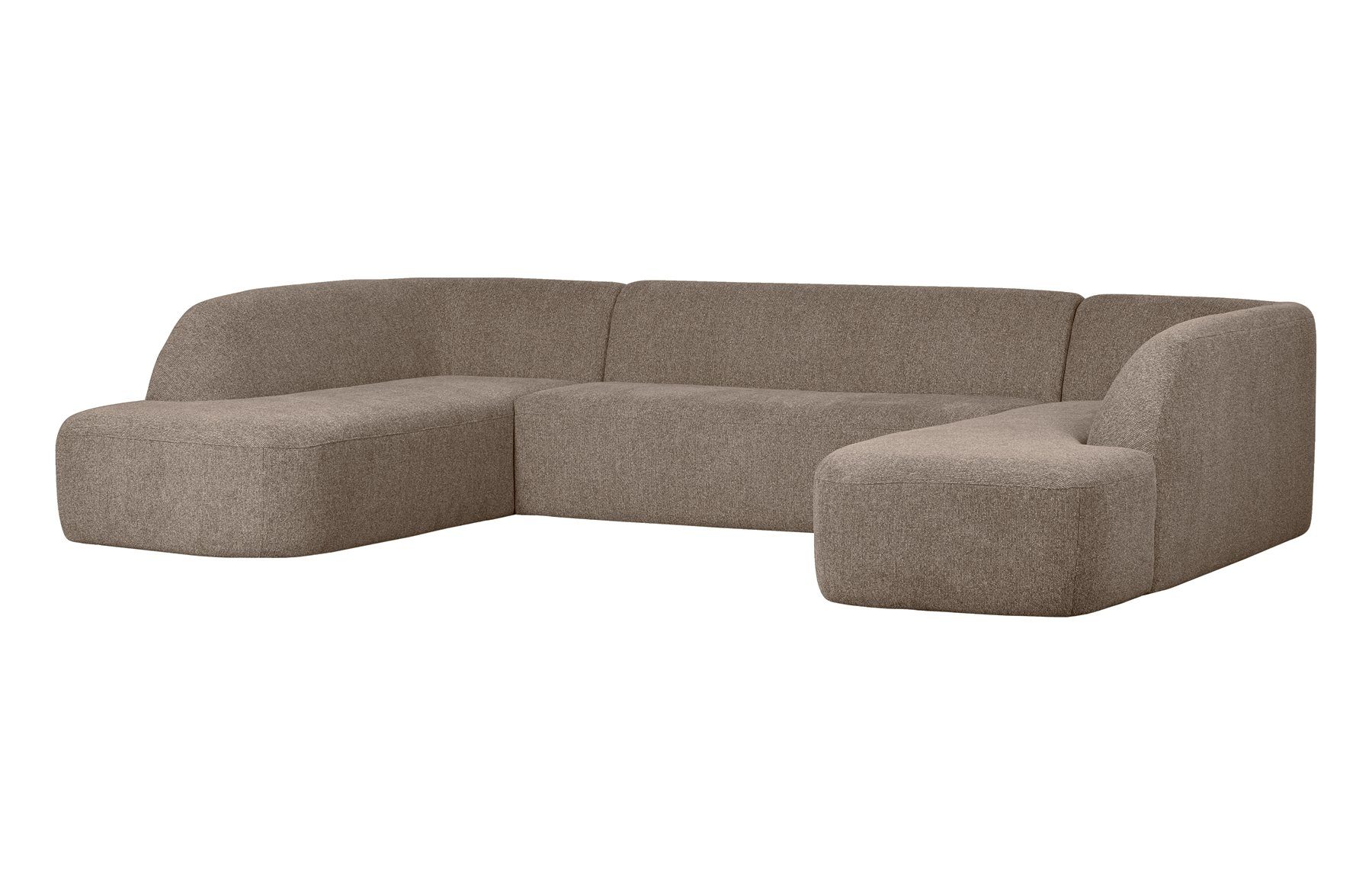 BePureHome Ecksofa U-Form Sofa Sloping - Chenille - Hellbraun, freistellbar