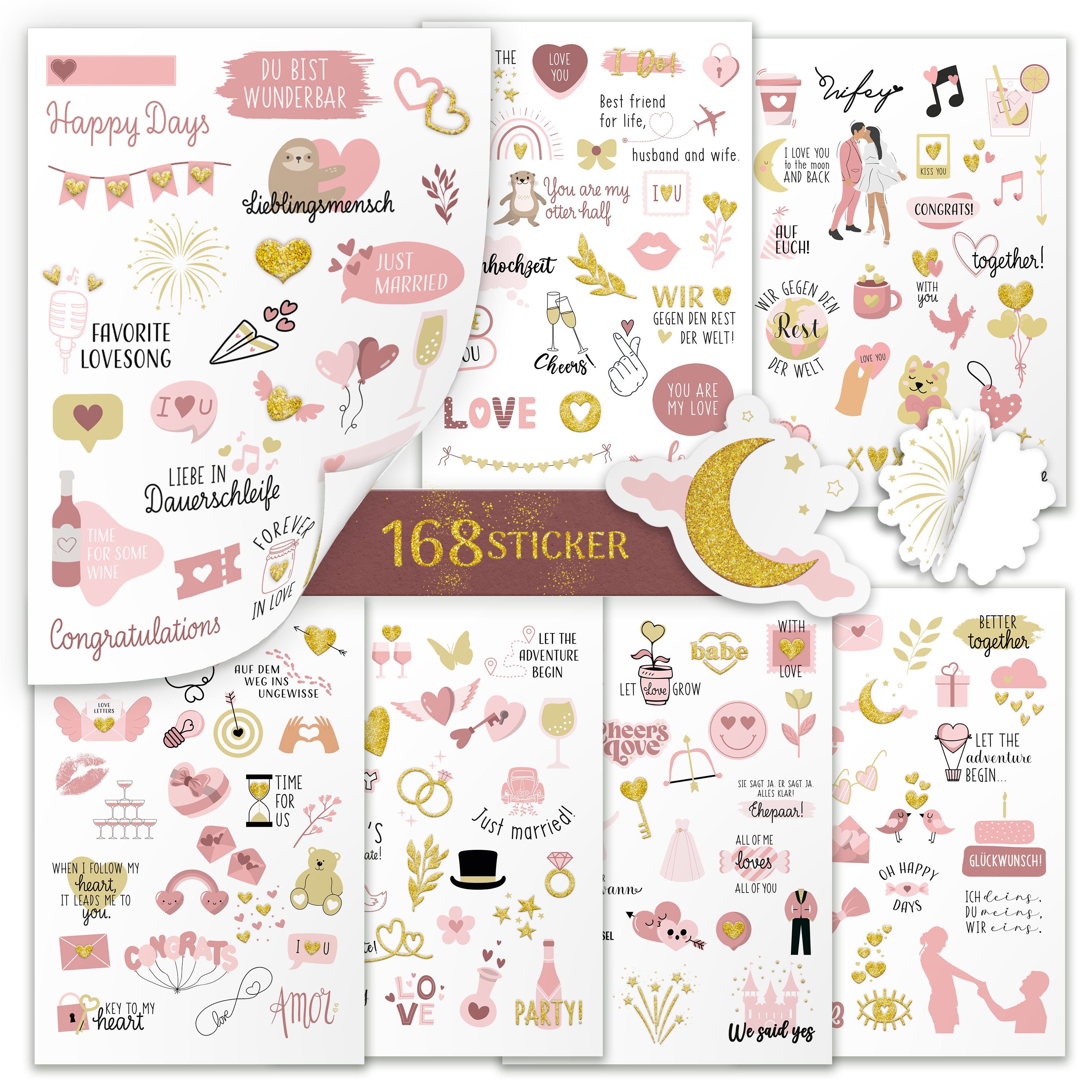 - Rosa [168 Aufkleber Hochzeitskarte Hochzeit Veredelte AMARI Motive] Hochzeit Sticker ® Amari