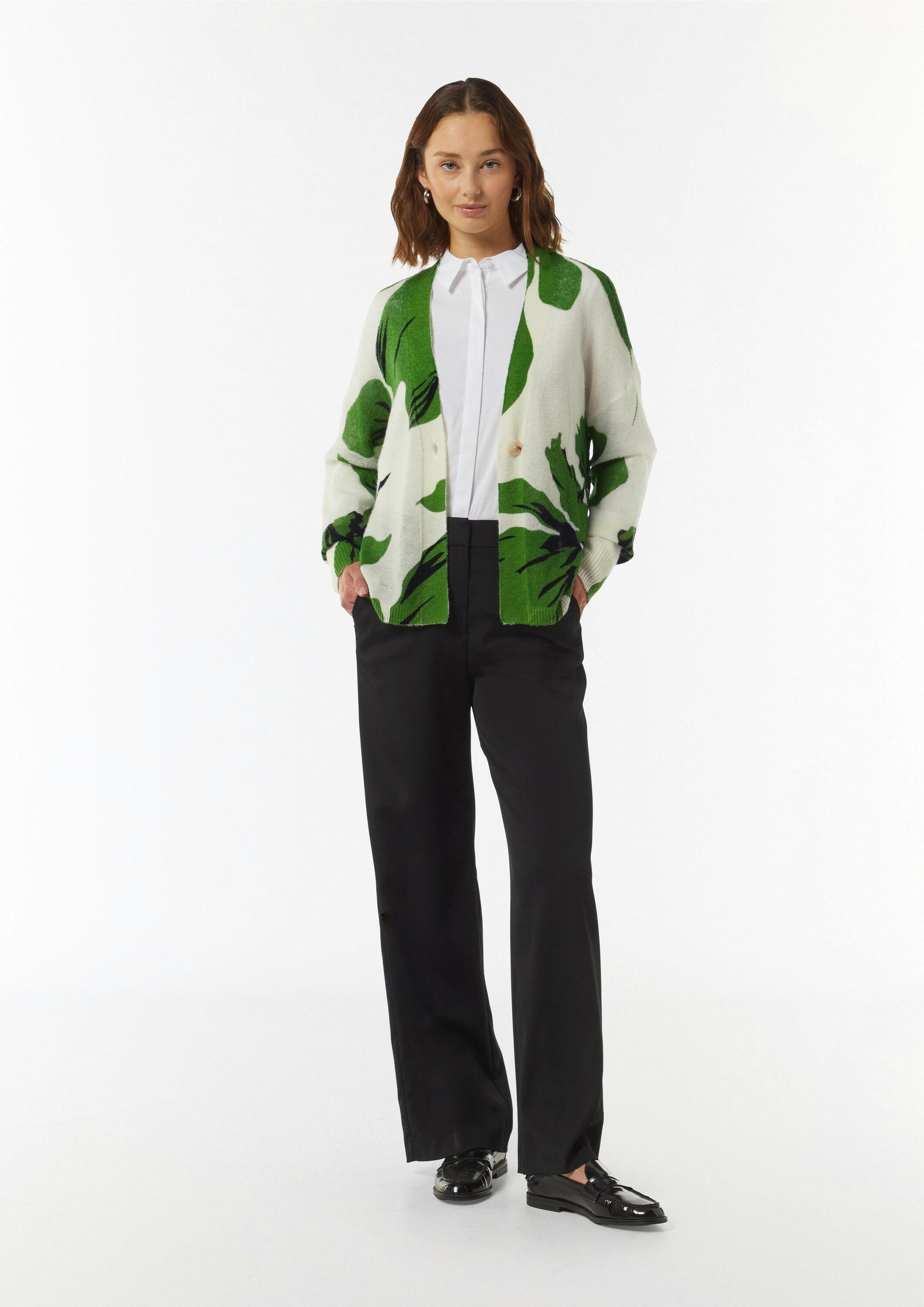 comma Cardigan Strickjacke Strickjacke mit All-over-Print
