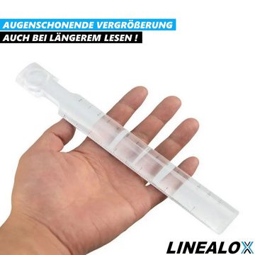 MAVURA Lineal LINEALOX Leselineal Lesestab Lesehilfe Vergrößerungslineal Lupenlineal, Lp-2+4x Vergrößerung Lineal Lineallupe Auflagelupe