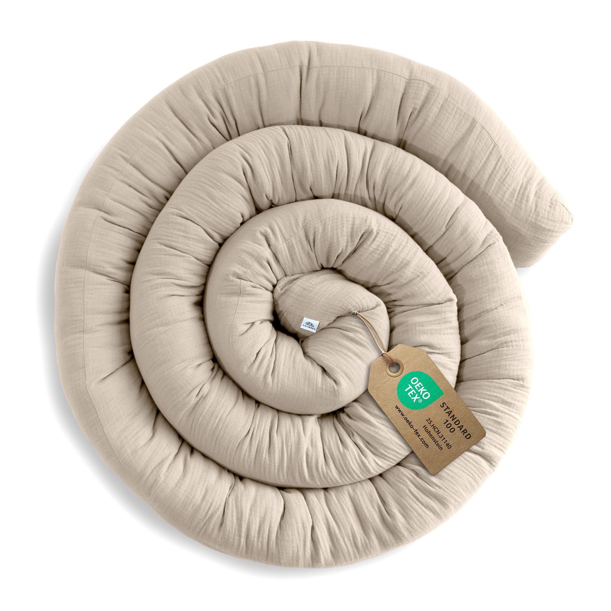 lilimaus Nestchenschlange Bettschlange für Babybett aus Musselin - 200, 300 & 400 cm, (1-tlg), Randschutz & Kuschelrolle mit Befestigungs-Schlaufen - Ø ca. 10-12 cm