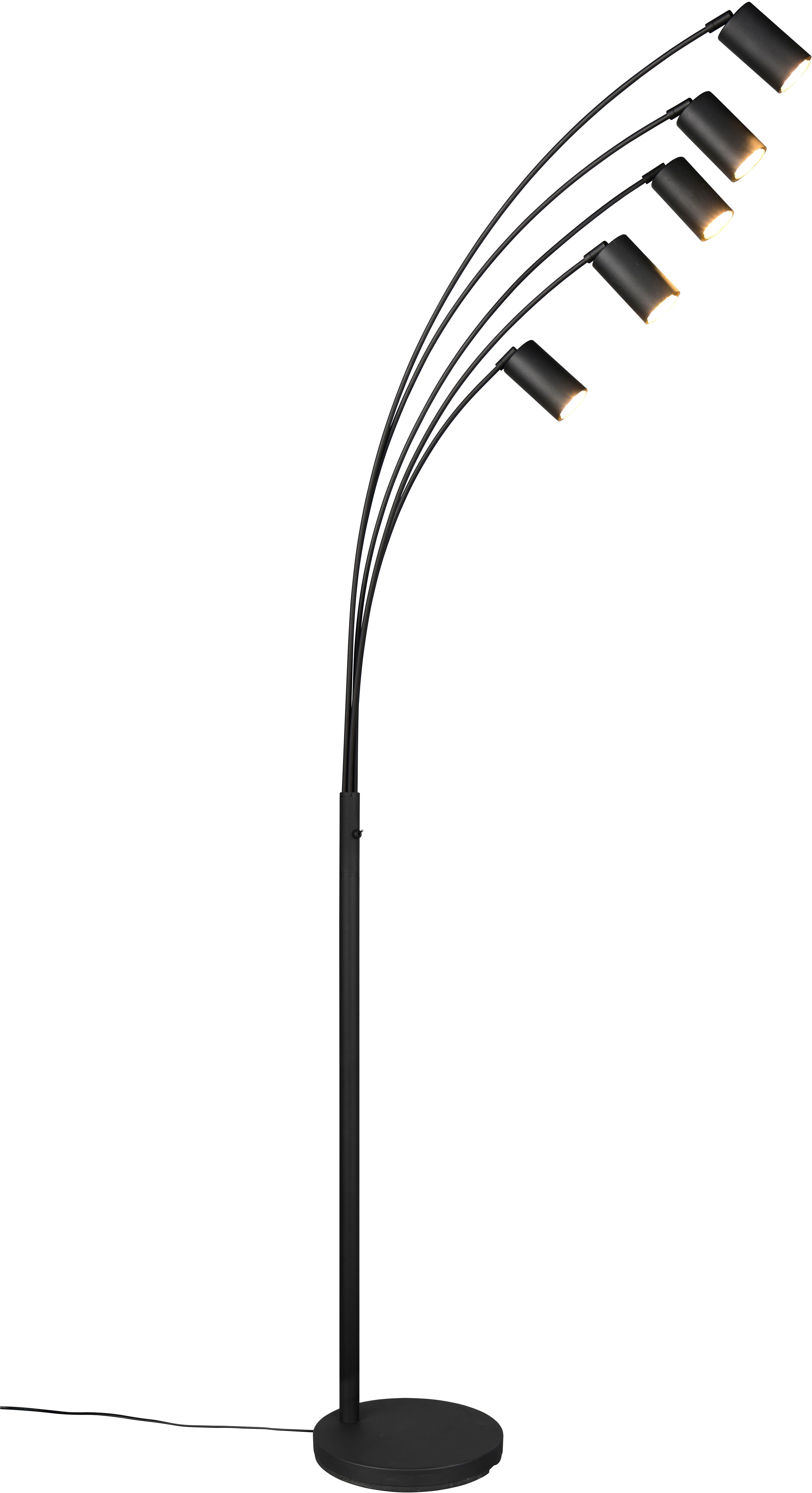 Stehlampe MARLEY, 5-flammige Bogenleuchte, exkl 5x GU10 max 10W, Kippschalter