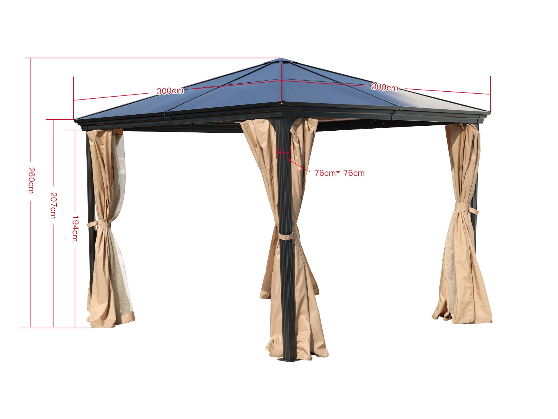 Jet-Line Pavillon Pavillon Gartenpavillon 3x3m Suez II braun mit fes