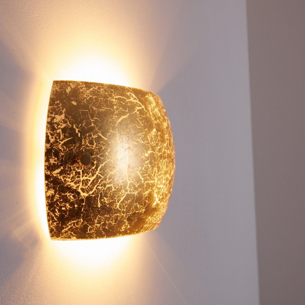 in Wandleuchte Down-Effekt ohne E14, mit Blattgold-Optik Up in Wandlampe »Badoere« & Leuchtmittel, Lichteffekt, Gold/Weiß, hofstein Glas