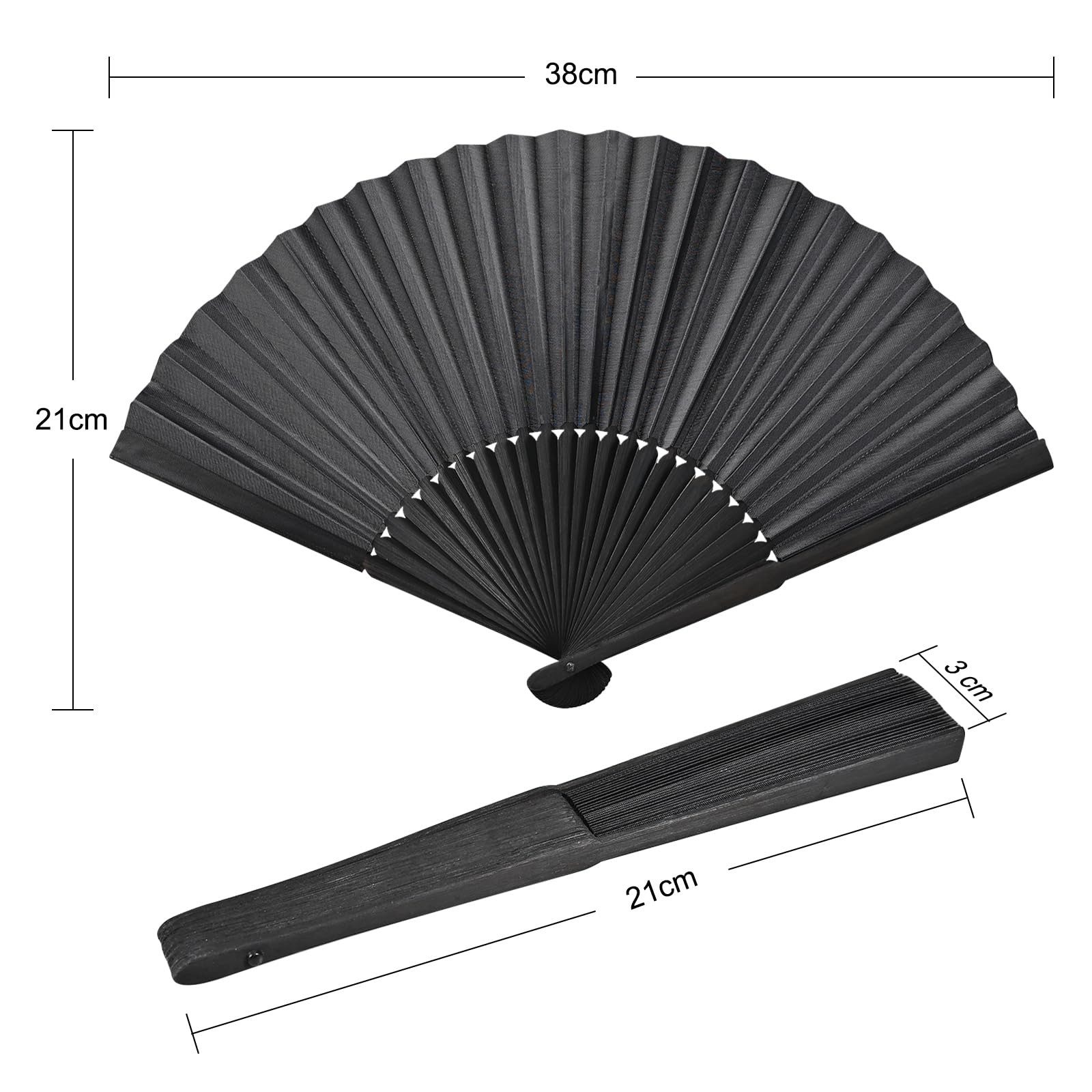 FOUORTUNATE-BEE Handfächer 4 Stück Schwarz Bambus Fächer Handfächer, (für Hochzeiten, Leistung, Tanz, Haus Dekorationen, Party, Sommer Geschenk, 4-tlg)