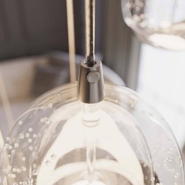 Lucande Pendelleuchte Hayley, LED-Leuchtmittel fest verbaut, warmweiß, Design, Glas, Metall, klar, chrom, 9 flammig, inkl. Leuchtmittel, Glas