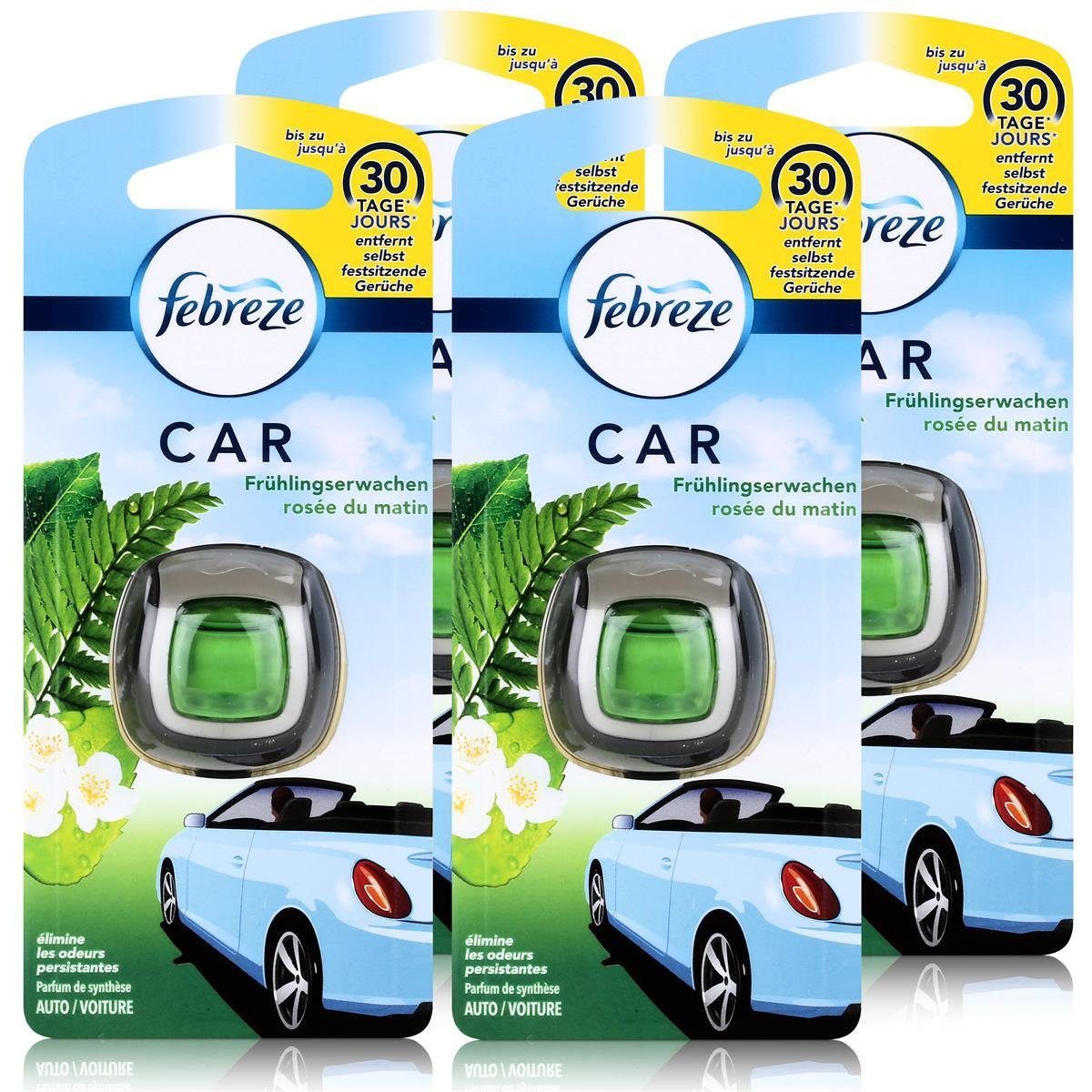 Febreze Raumduft Febreze Car Frühlingserwachen, 2 ml - Lufterfrischer für  das Auto (4er