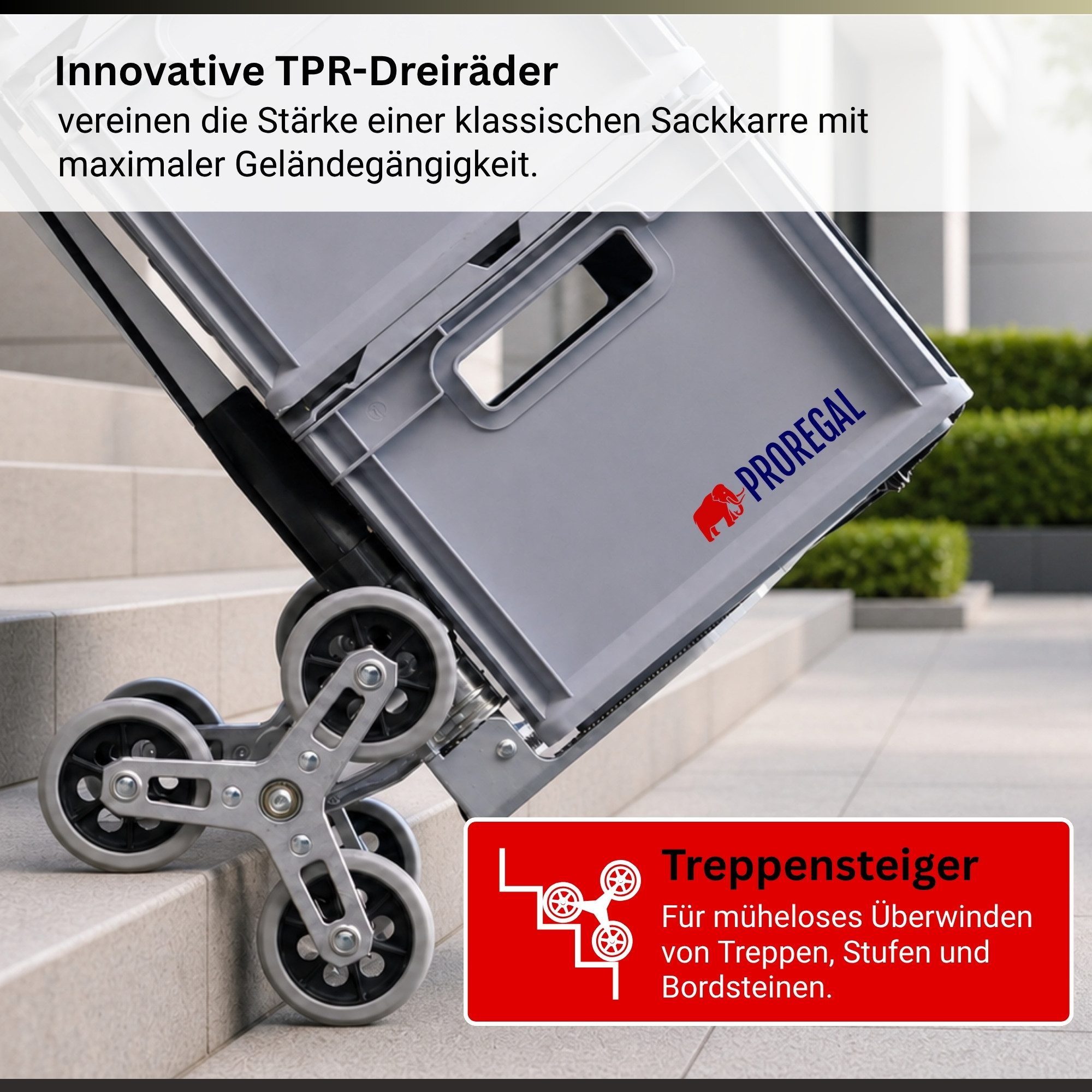 PROREGAL® Sackkarre ELEPHANT mit Profi-Alu-Rahmen klappbar ergonomisch Vollgummibereifung, Klappbare Sackkarre Transportkarre Staplerkarre hohe Traglast – Bild 3 von 5