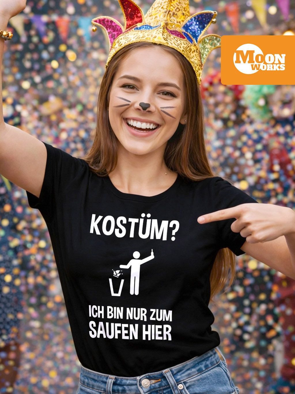 MoonWorks Print-Shirt Damen T-Shirt Kostüm? Ich bin nur zum Saufen hier Spr günstig online kaufen