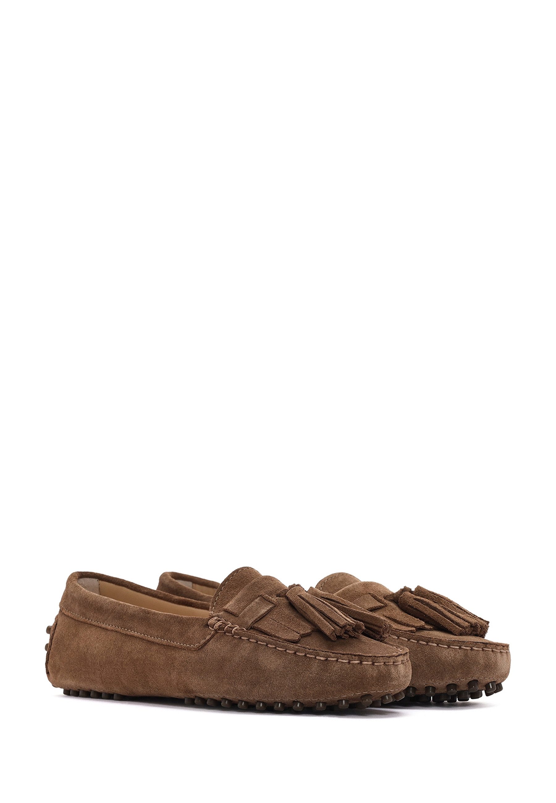 Derimod Loafer aus Veloursleder Loafer Echtes Wildleder, Lederfutter, TPU-Sohle, Quastendetail