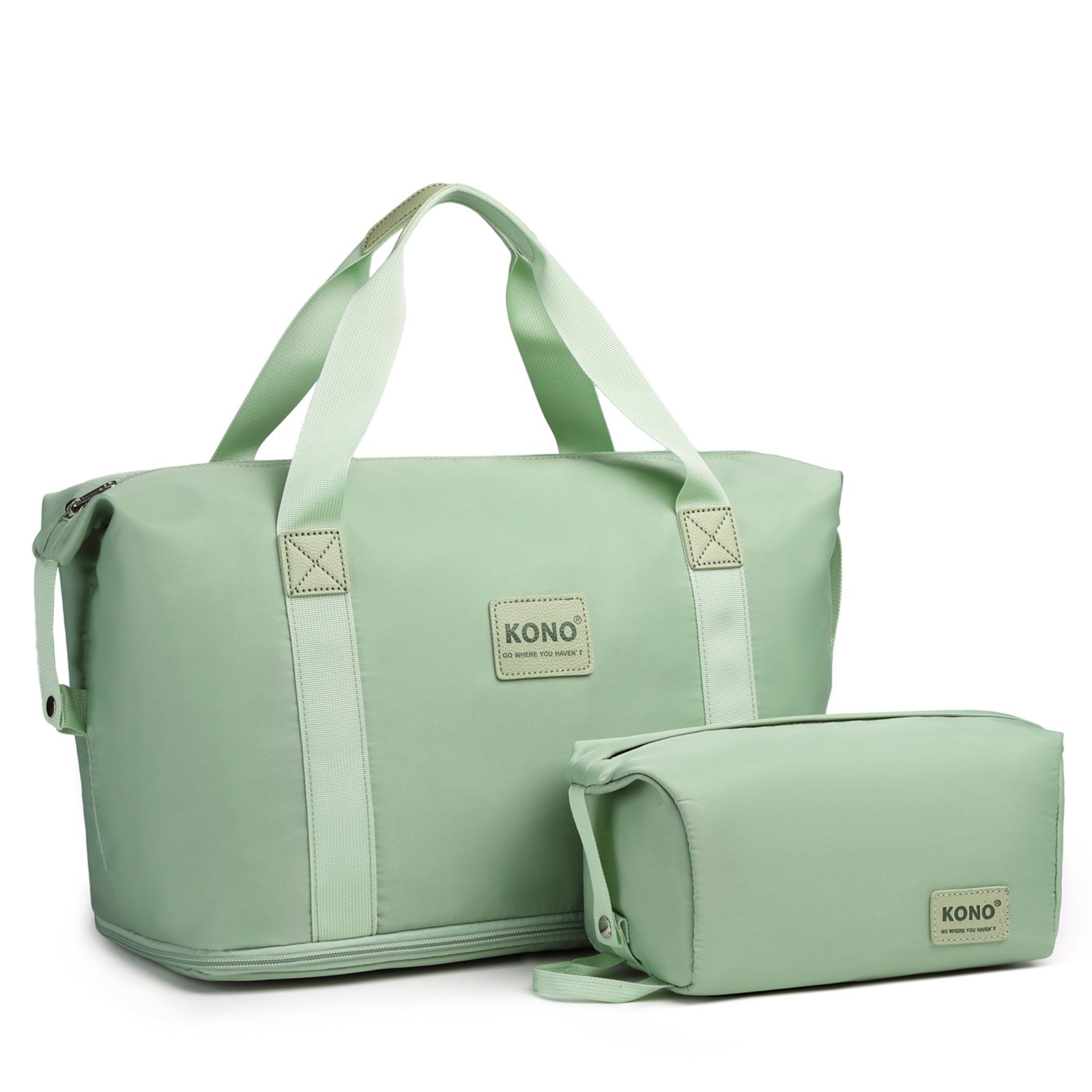 KONO Reisetasche 2-in-1 Set: Erweiterbare Handgepäck-Tasche (36L) + Kosmetiktasche, Praktisches und leichtes Design