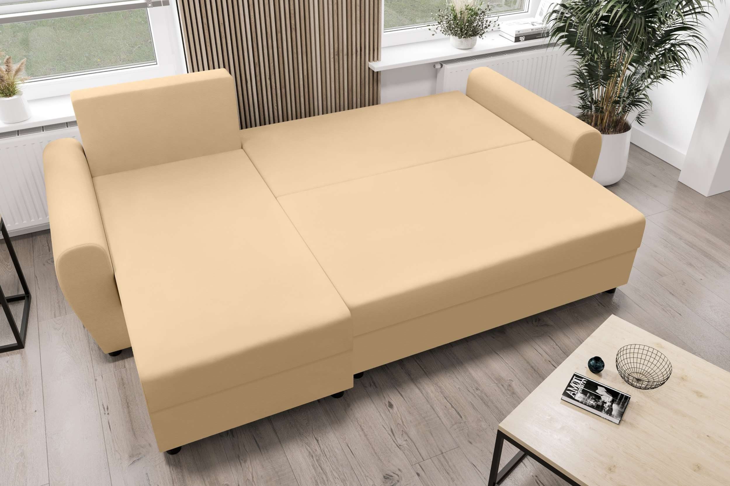 Sitzkomfort, Sofa, mit Design Stylefy Ecksofa L-Form, Eckcouch, Melina, mit Modern Bettkasten, Bettfunktion,