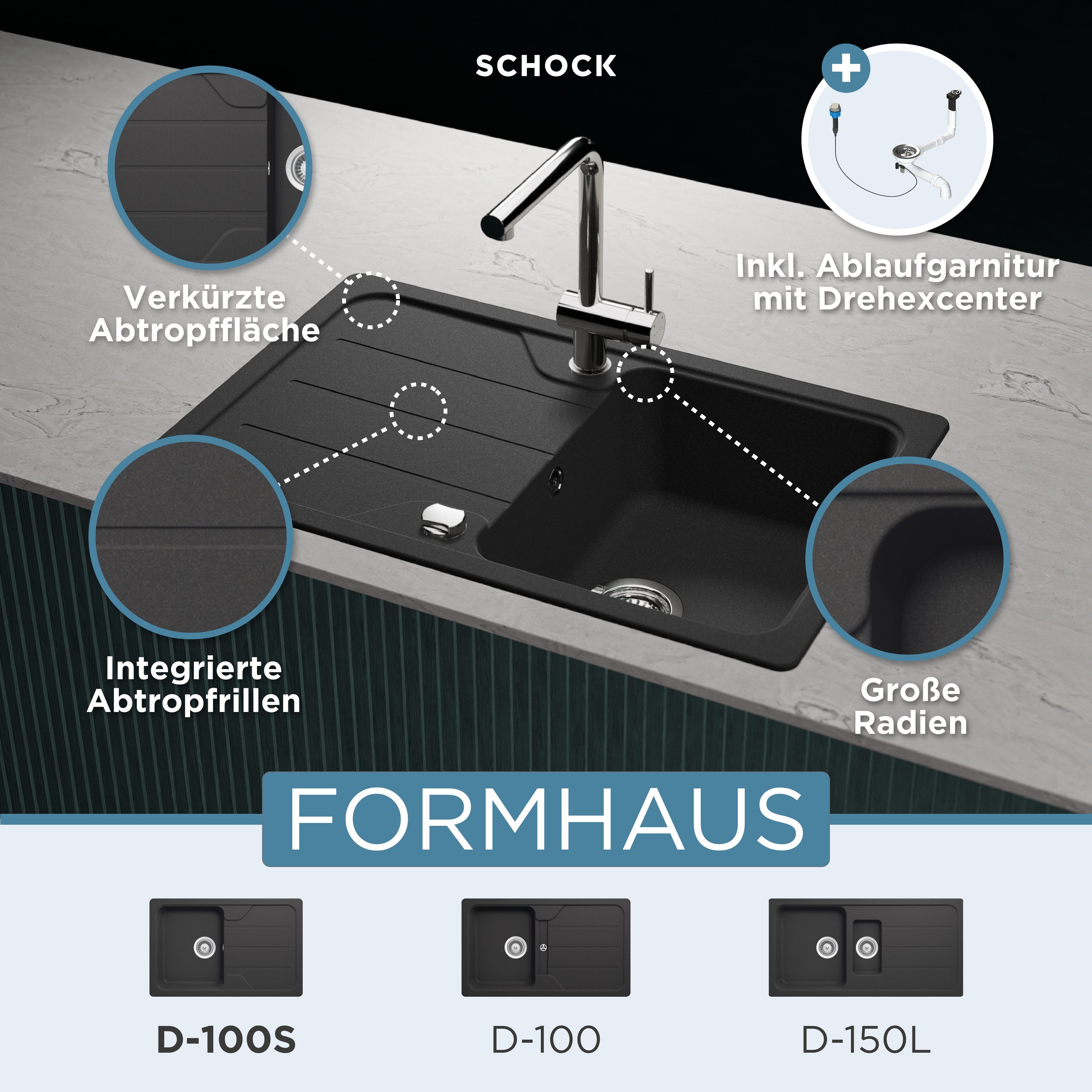 Schock Granitspüle Formhaus Mini, rechteckig, 78/50 cm