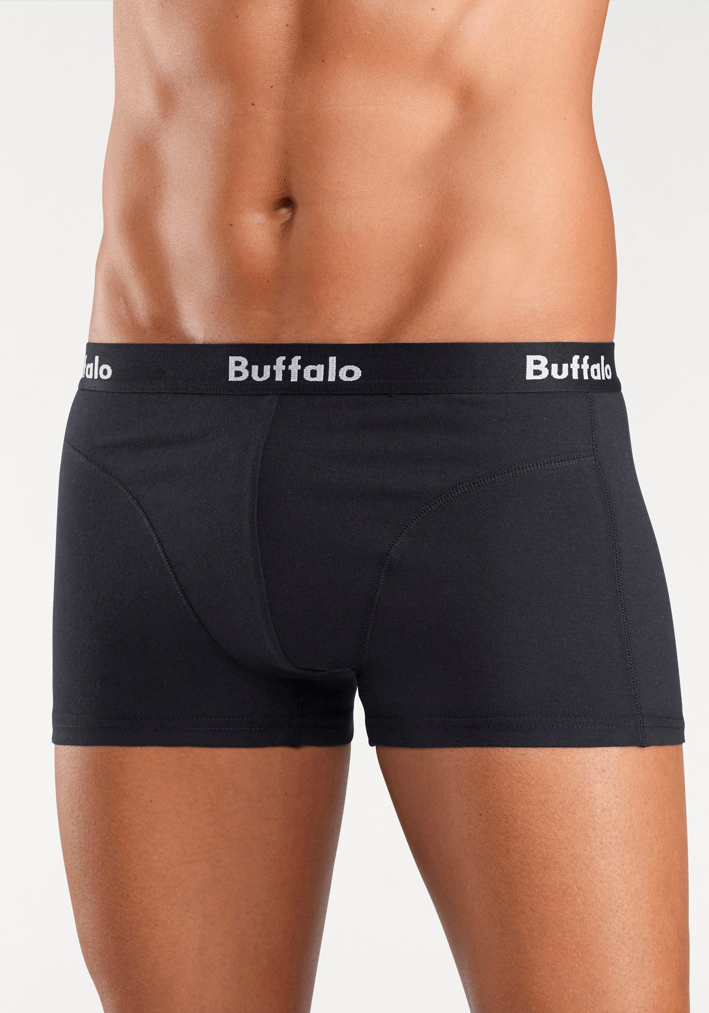 Buffalo Hipster (Packung, schwarz 3-St) Overlock-Nähten schwarz, schwarz, vorn mit