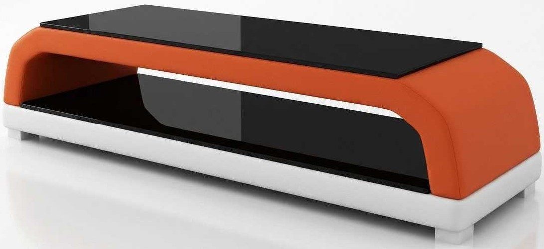Xlmoebel Lowboard Orange TV Lowboard Kunstleder Holz Wohnmöbel Medienablage Modern (1 St., 1-tlg), LED beleuchtet