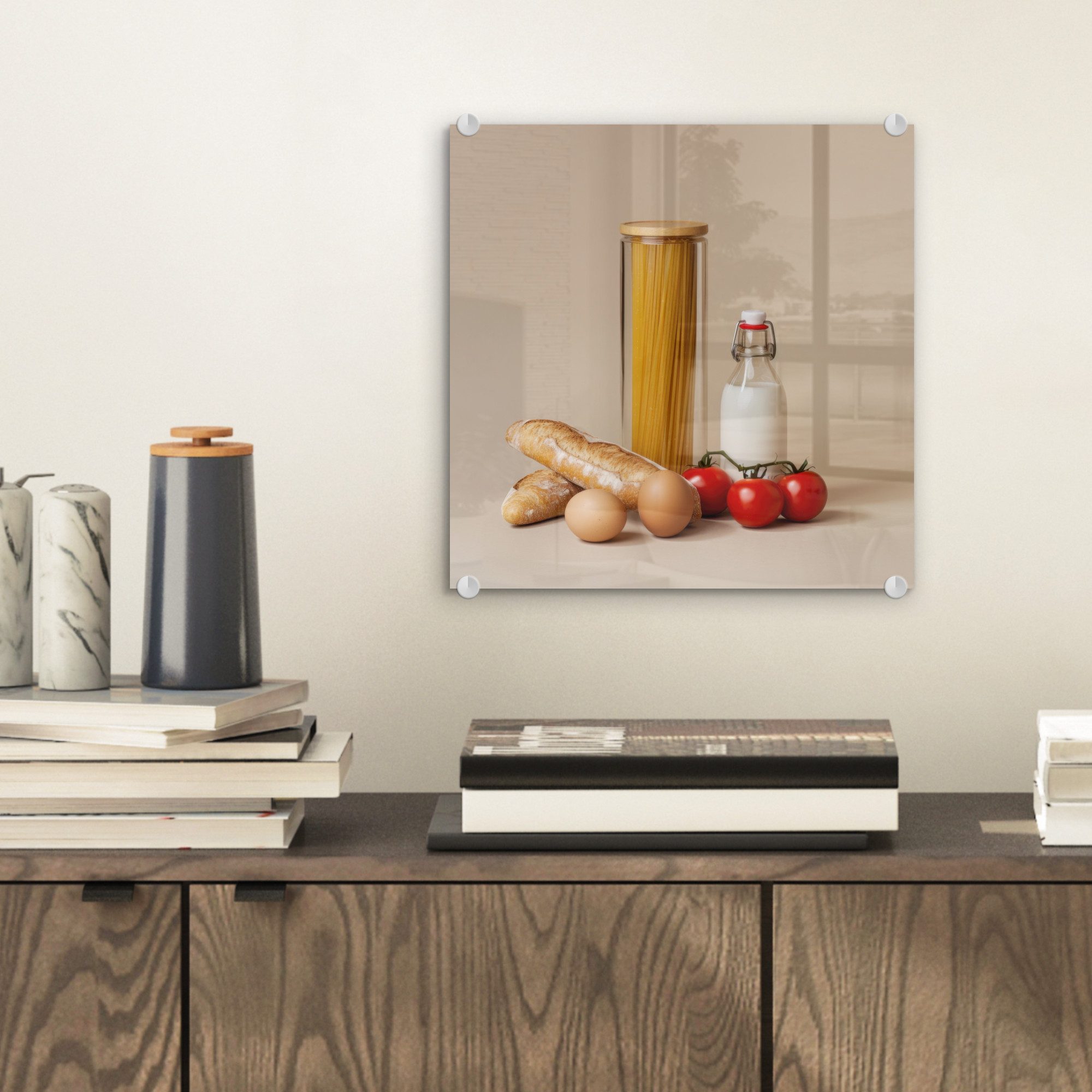 MuchoWow Acrylglasbild Spaghetti - Milch - günstig online kaufen