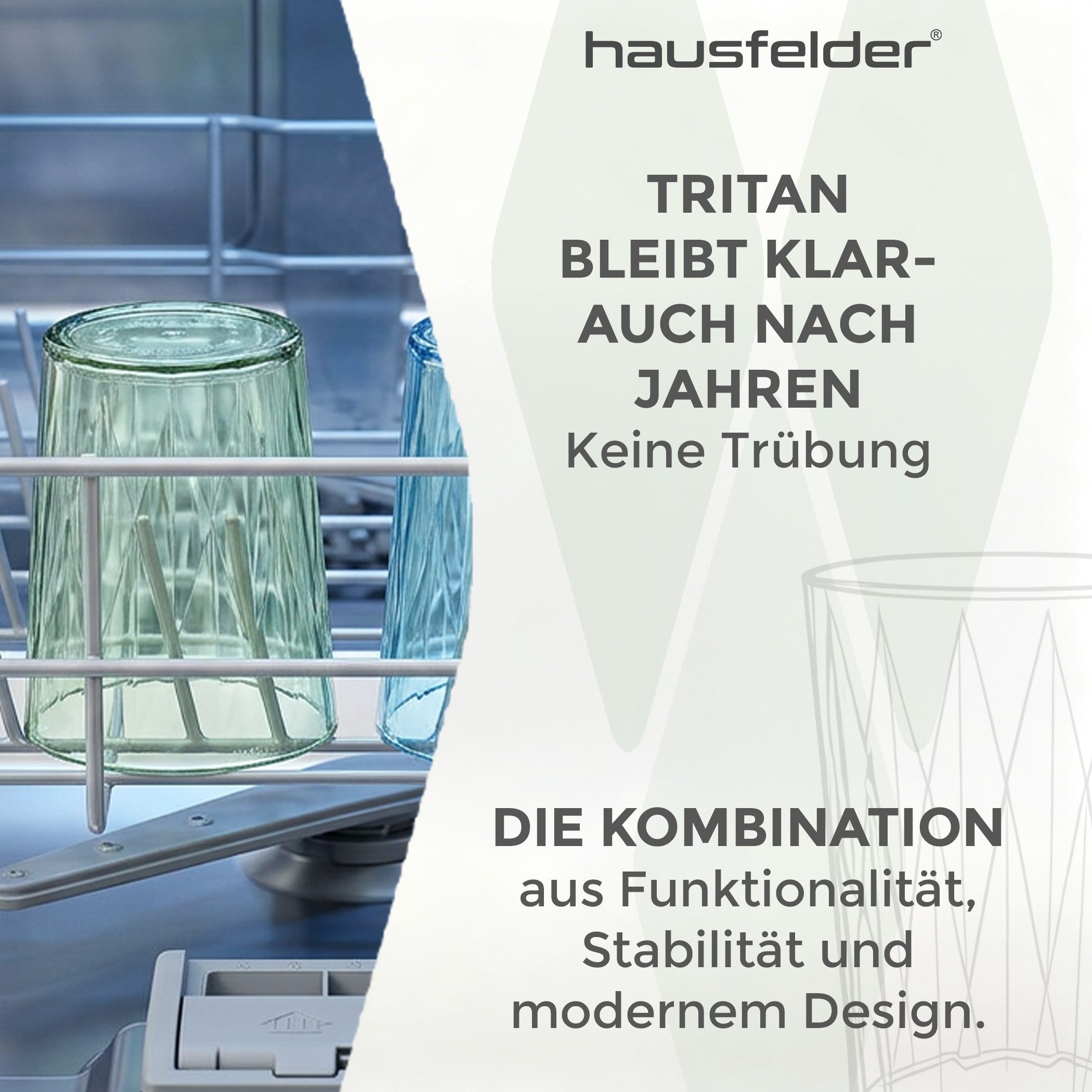 Hausfelder Gläser-Set Tritan Trinkbecherr aus Kunststoff 6er Set bunt, Weave Design, 6-tlg., Kunststoff, bruchsicherer Kunststoff in Glas-Optik – Bild 3 von 5