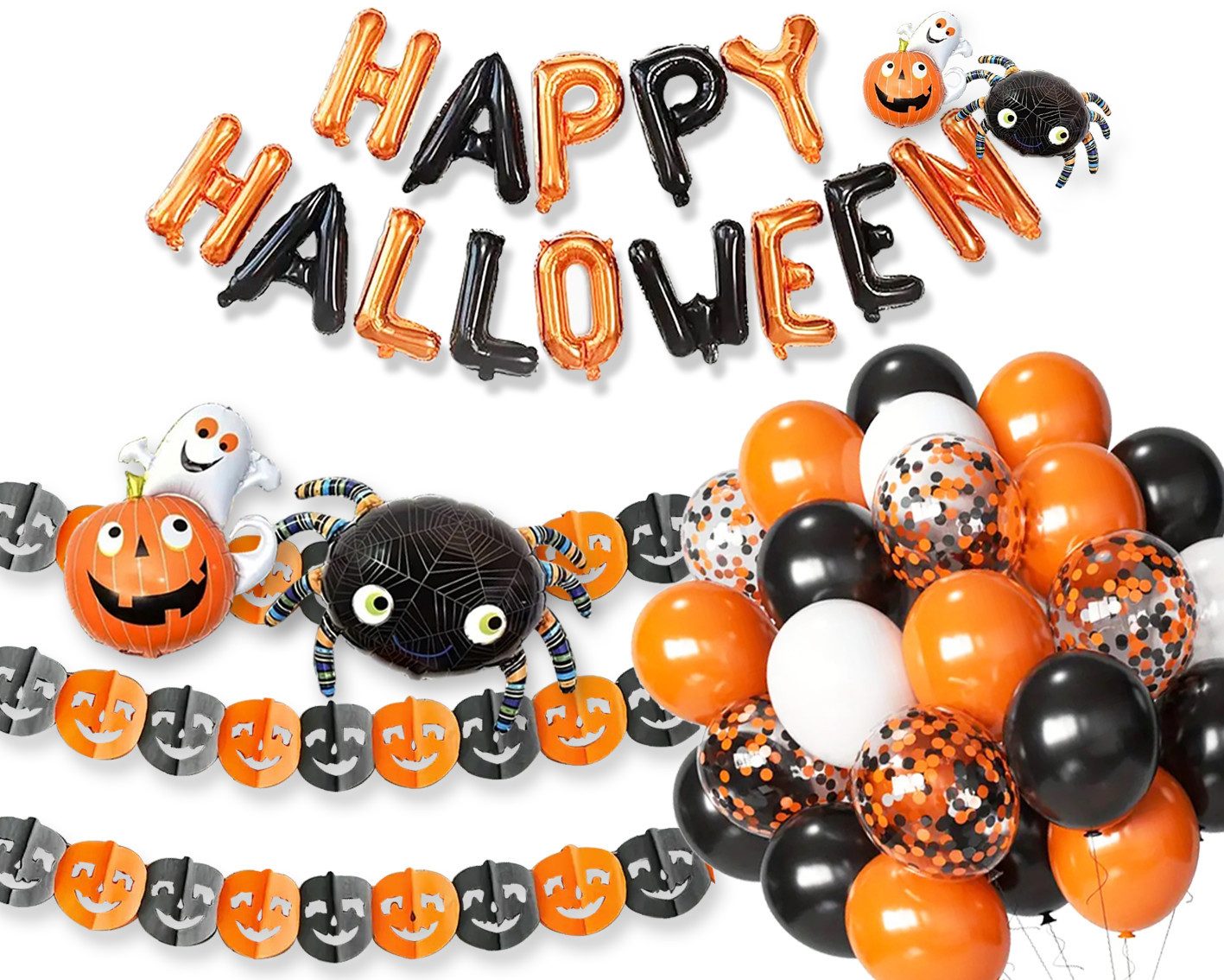 Fomax Hängedekoration Großes XXL Halloween Deko Komplett-Set mit vielen Teilen, Girlanden & Befestigungsmaterial