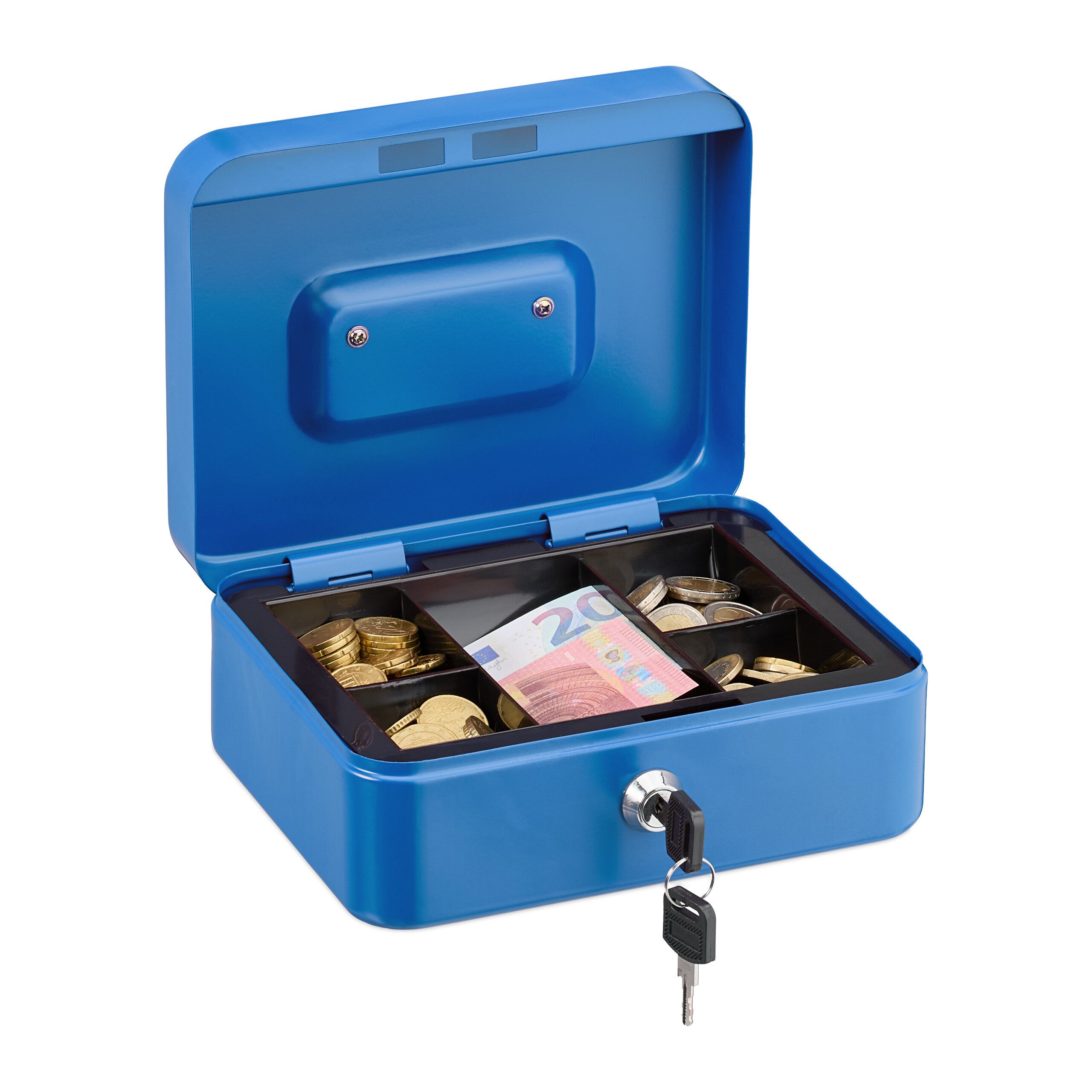 relaxdays Geldkassette Abschließbare Geldkassette, blau