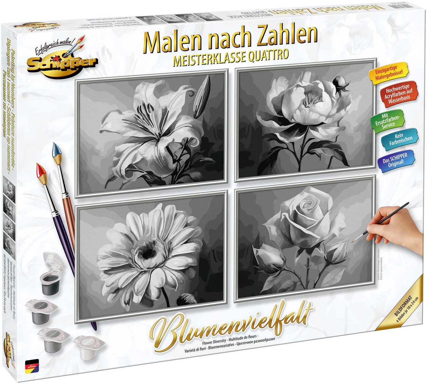 Schipper Malen nach Zahlen Meisterklasse Quattro, Blumenvielfalt, Made in Germany