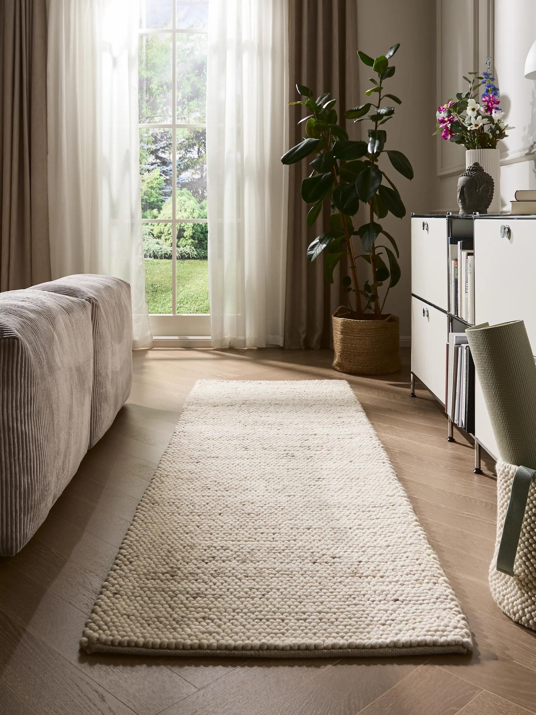 benuta Wollteppich Beads, rechteckig, Höhe: 11 mm, Teppich Wohnzimmer, Schlafzimmer, Esszimmer, Flur, Kunstfaser, Cozy