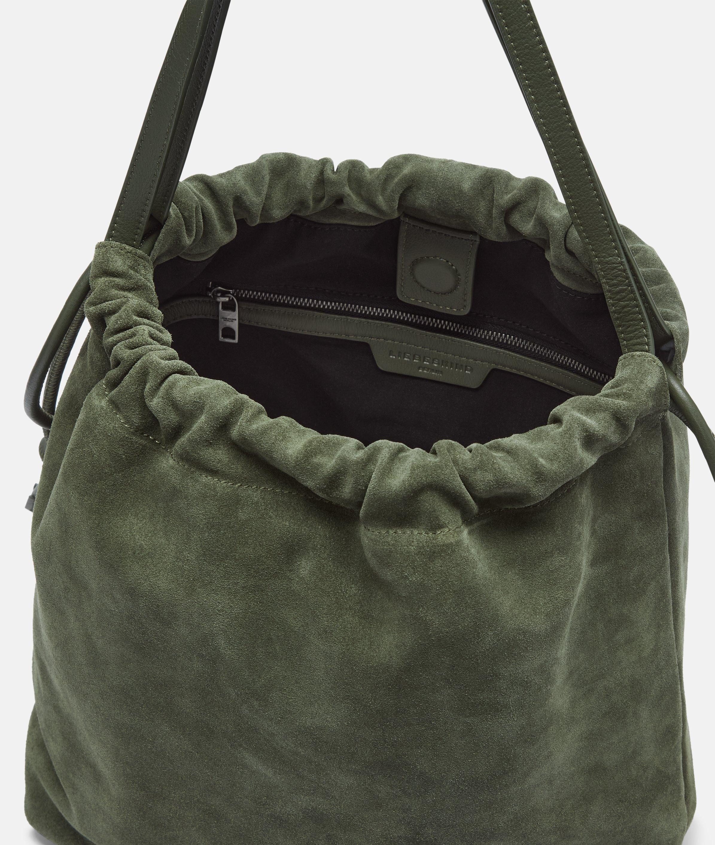 Liebeskind Berlin Schultertasche Lya Hobo M, Geräumige Beuteltasche aus weichem Veloursleder