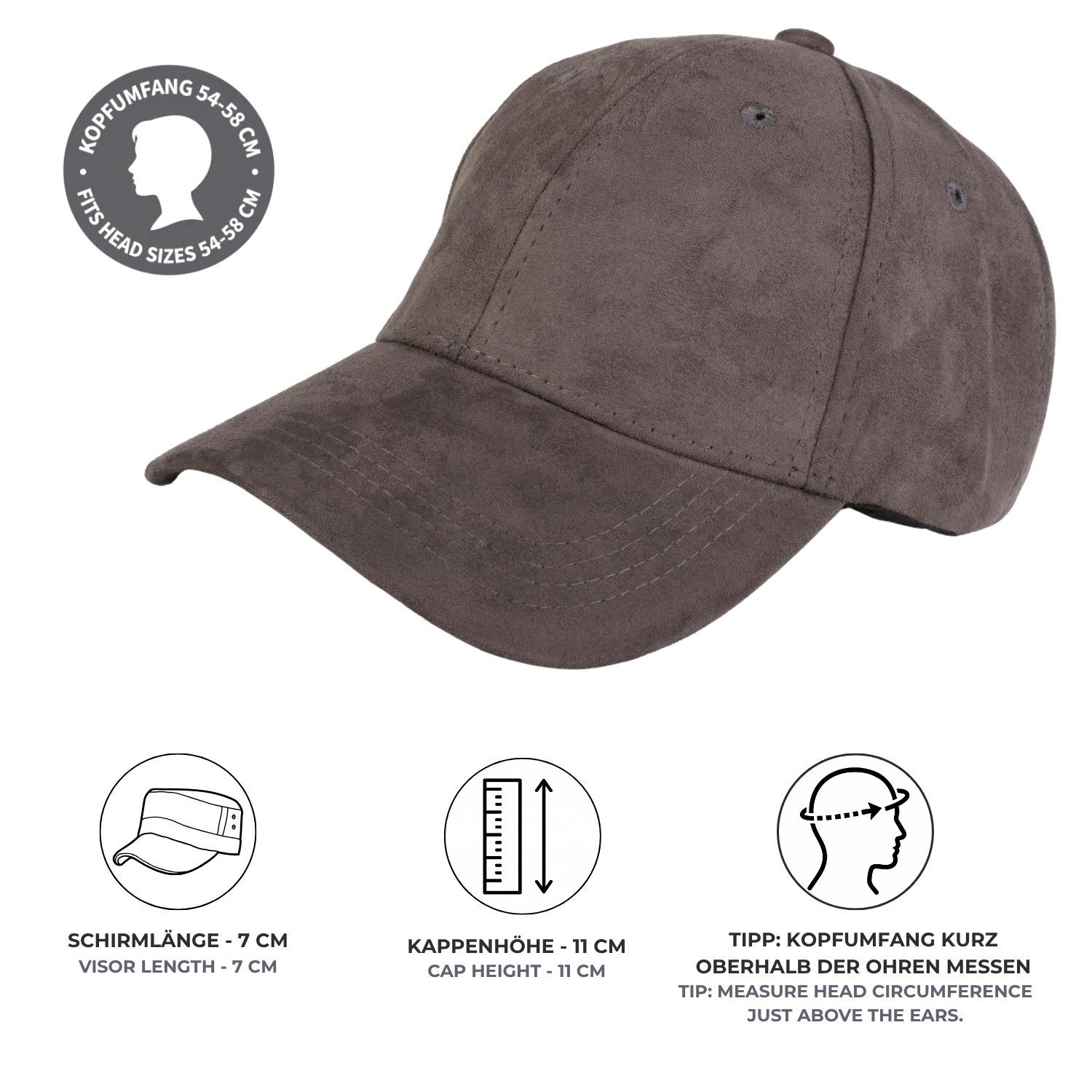 styleBREAKER Baseball Cap Cap in Wildleder Optik (1-St) – Bild 4 von 5