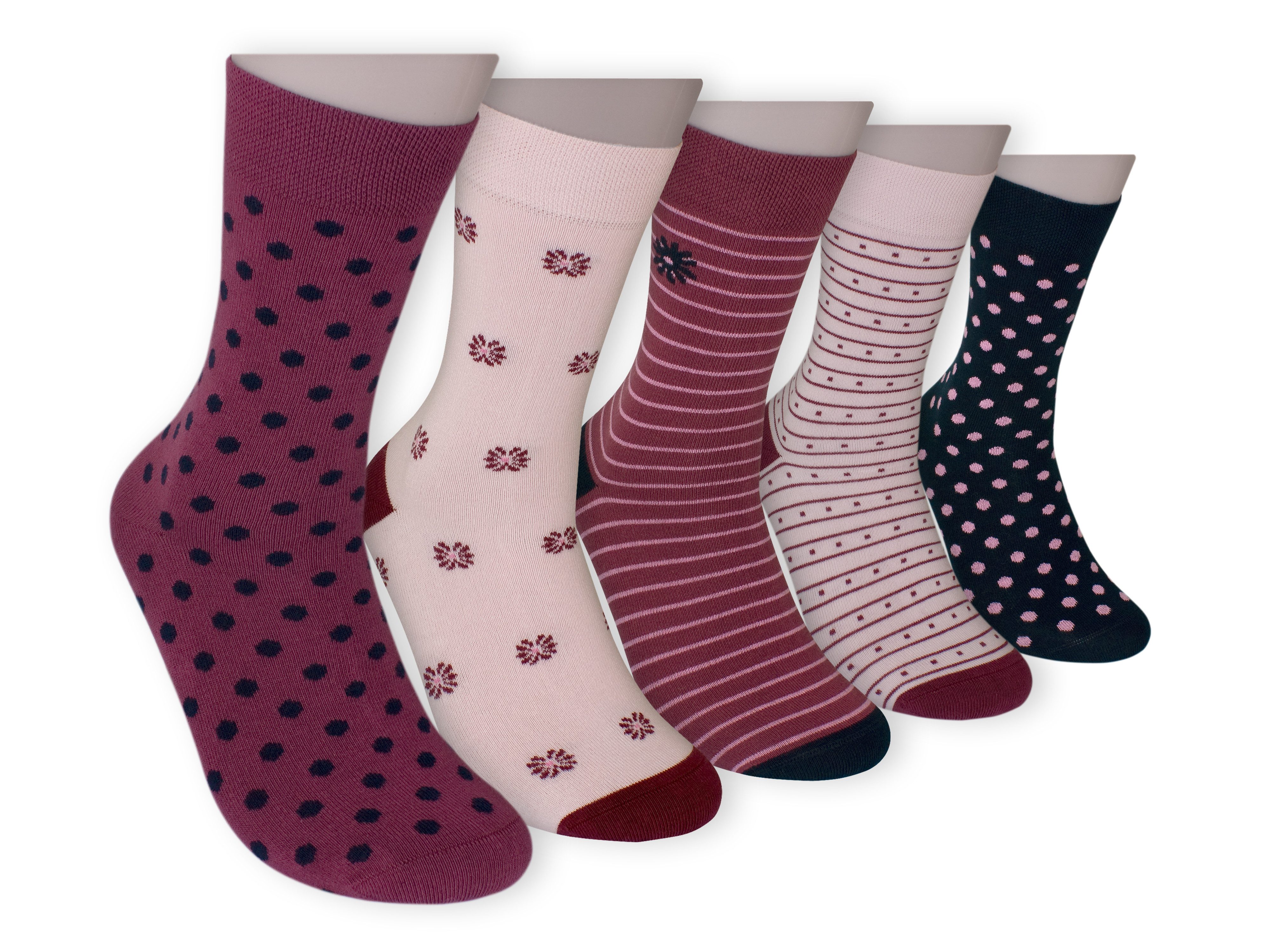 Die Sockenbude Basicsocken BORDEAUX (Bund, 10-Paar, Komfortbund ohne Gummi) Kammgarn