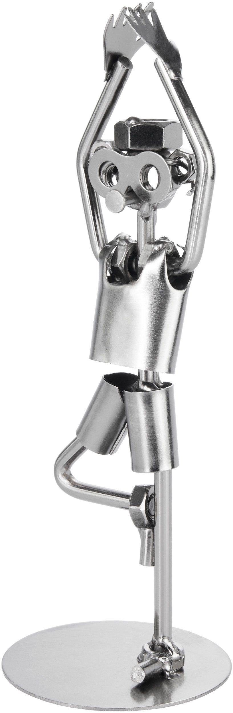 BRUBAKER Dekofigur Schraubenmännchen Yoga - Sport Silber Eisenfigur Handarbeit Dekoration (1 St), Dekoration Geschenk für Yogi und Yoga Begeisterte