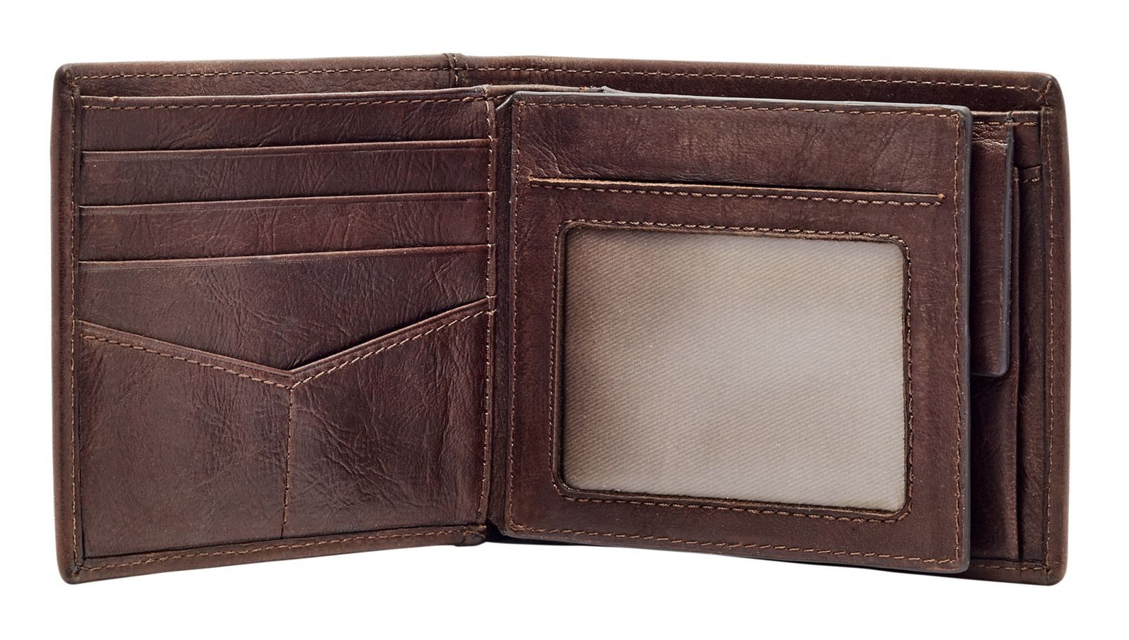 Fossil Geldbörse Large Coin Pocket, aus echtem Leder mit RFID-Blocker Schutz