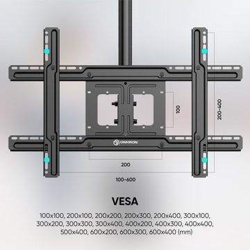 ONKRON TV Wand-Deckenhalterung 32 - 80 Zoll, VESA 100x100-600x400 mm TV-Deckenhalterung, (bis 80,00 Zoll, neigbar -5° - +15°; schwenkbar bis 60°, Belastbarkeit bis 68,2 kg)