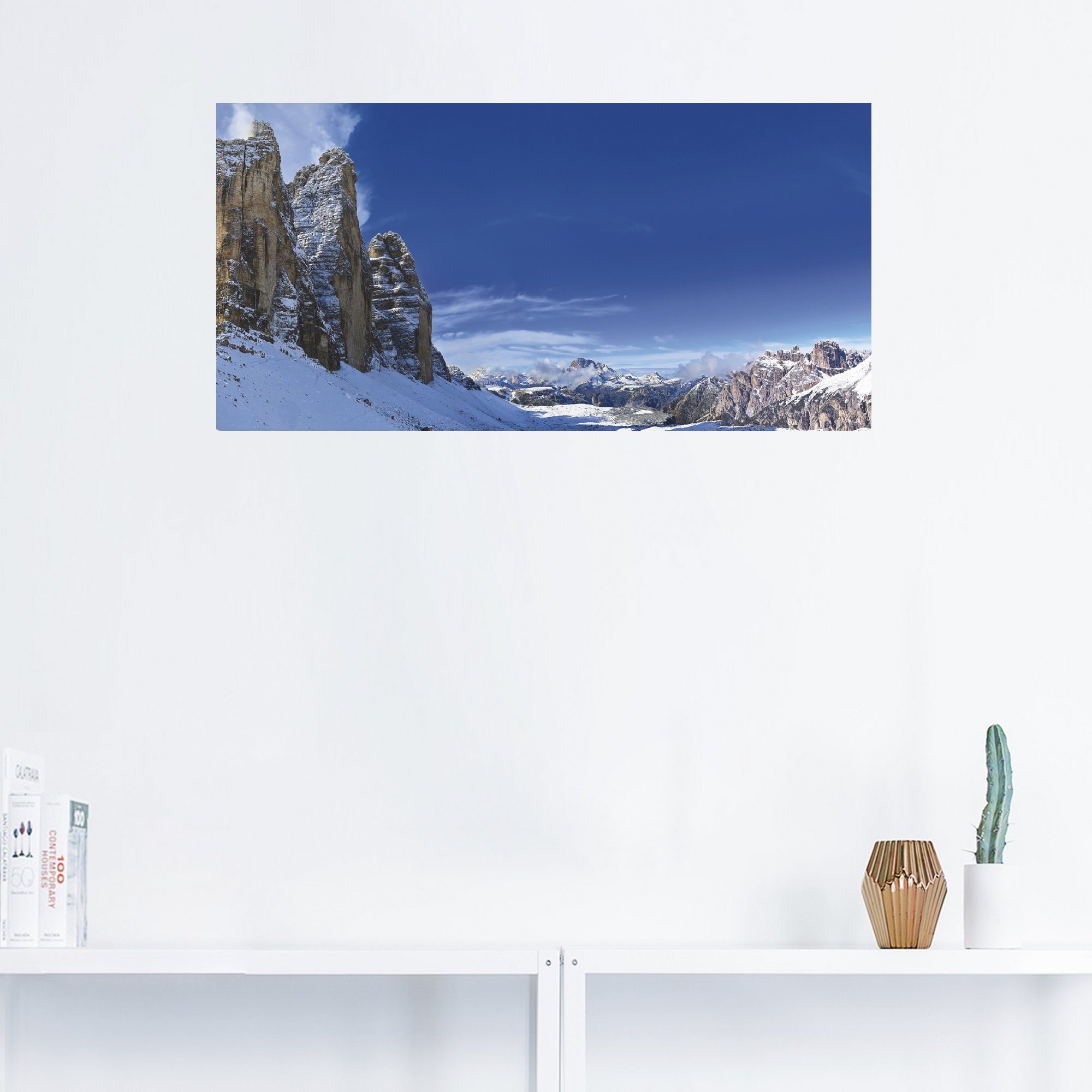 (1 Zinnen Leinwandbild, Größen den in Himmel Drei versch. als oder Wandaufkleber in Artland Poster Umrundung Alubild, Wandbild St), Dolomiten,