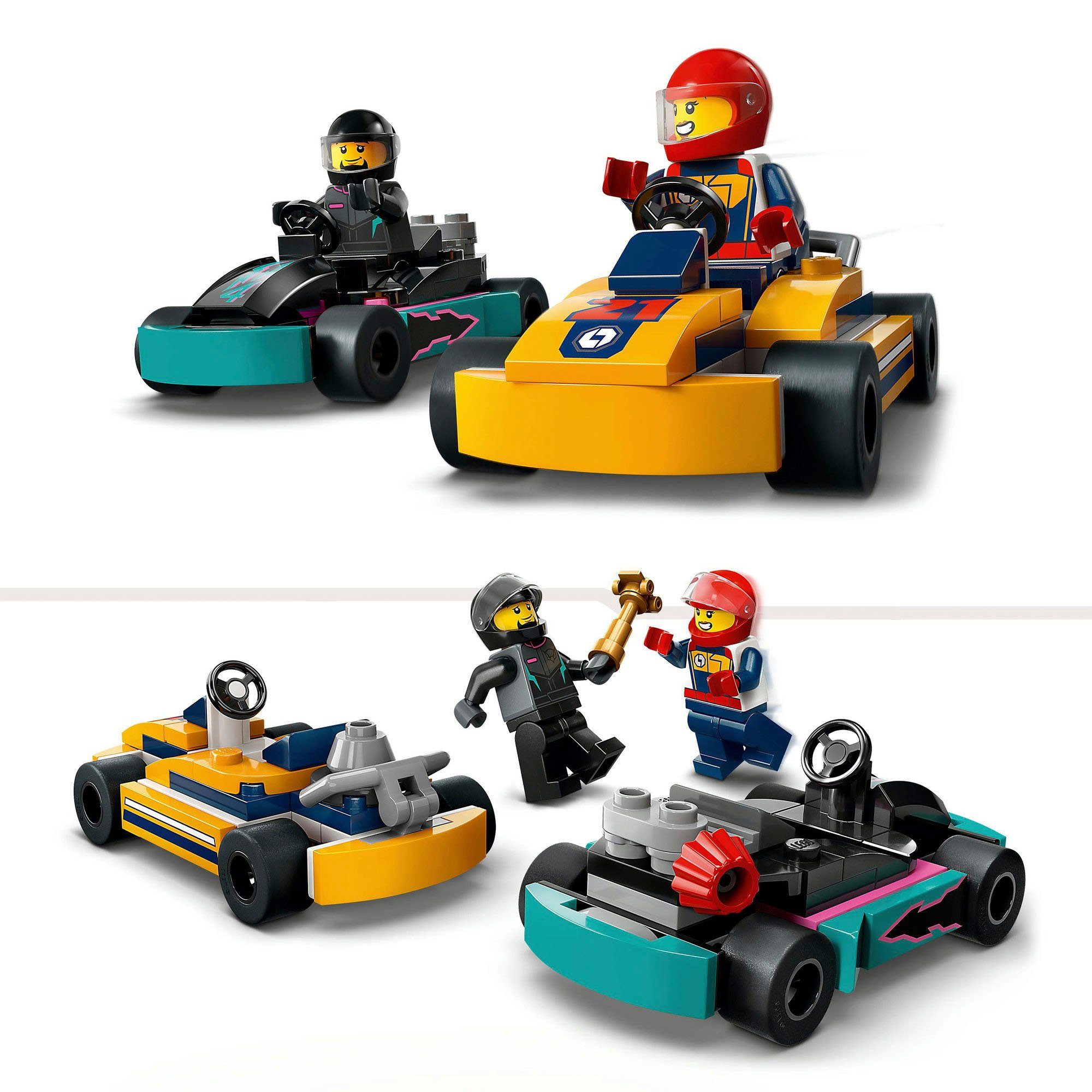 LEGO® Go-Karts mit Rennfahrern (60400), LEGO City Konstruktionsspielsteine, (99 St), Made in Europe – Bild 4 von 5