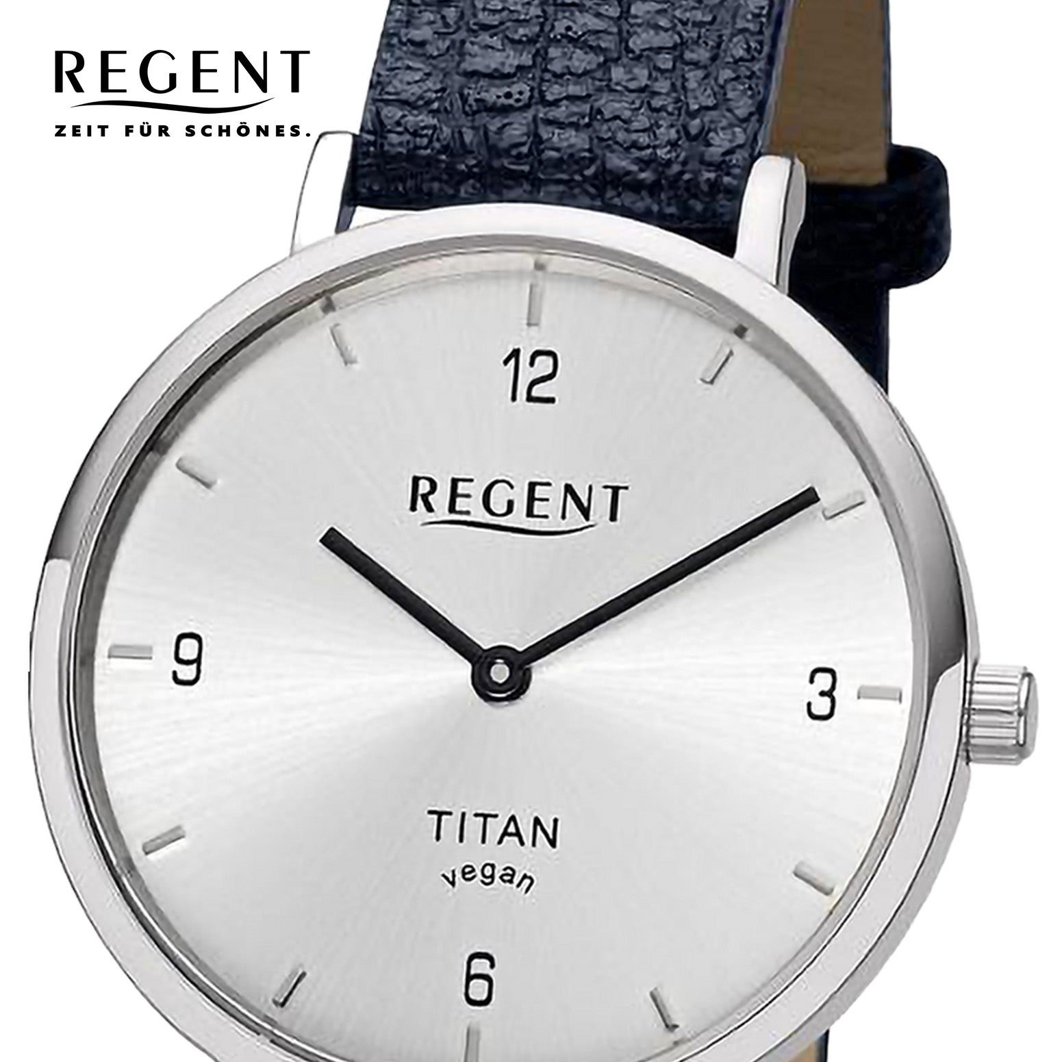 extra (ca. Armbanduhr Quarzuhr Lederarmband groß Analog, Damen Damen Regent rund, 33mm), Armbanduhr Regent
