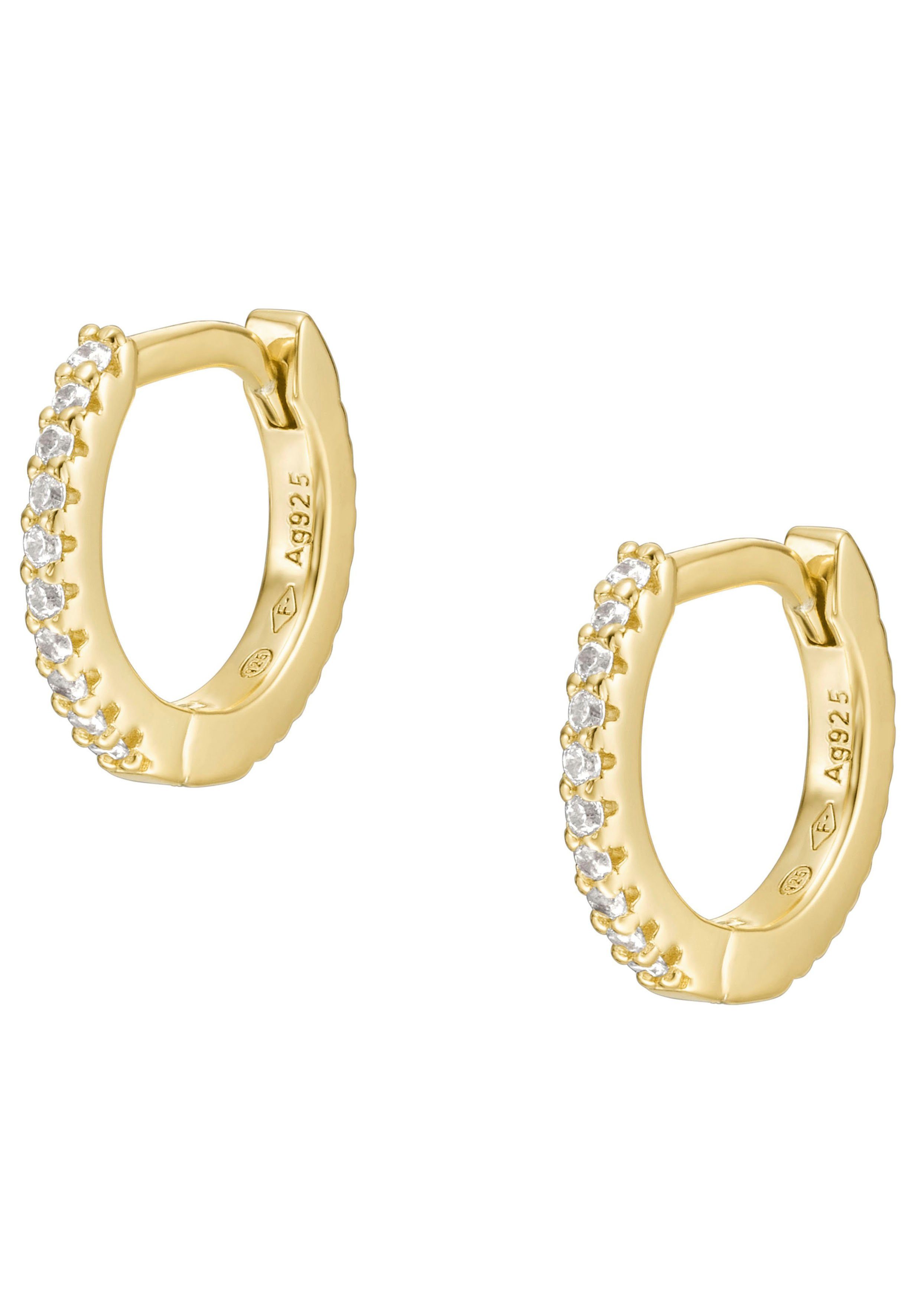 Fossil Paar Creolen Schmuck Geschenk Silber 925 Ohrringe STERLING, mit Zirkonia (synth)