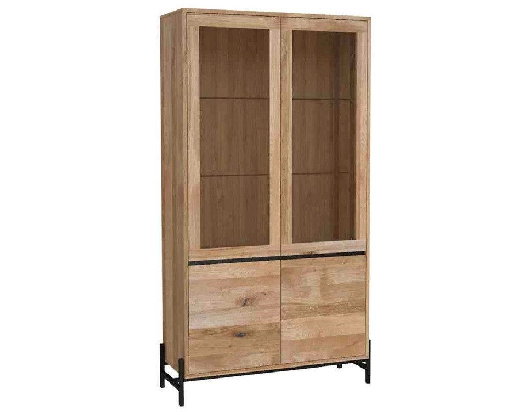 Main Möbel Vitrine Vitrinenschrank 106x198cm 'Veneza' Eiche & Metall schwarz