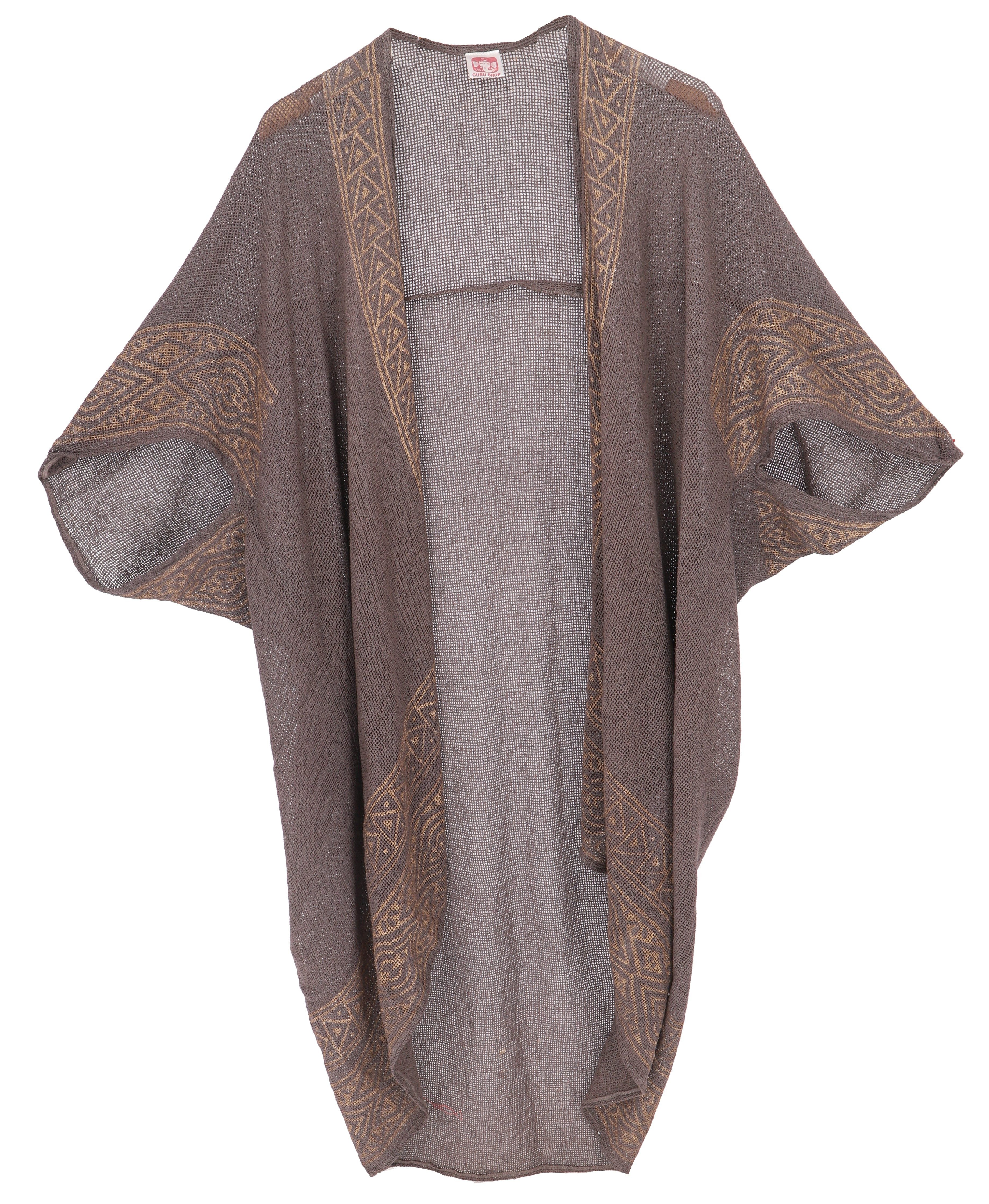 Guru-Shop Langjacke Offener Boho Cardigan, plus size Jacke, Kimono.. Ethno Style, alternative Bekleidung