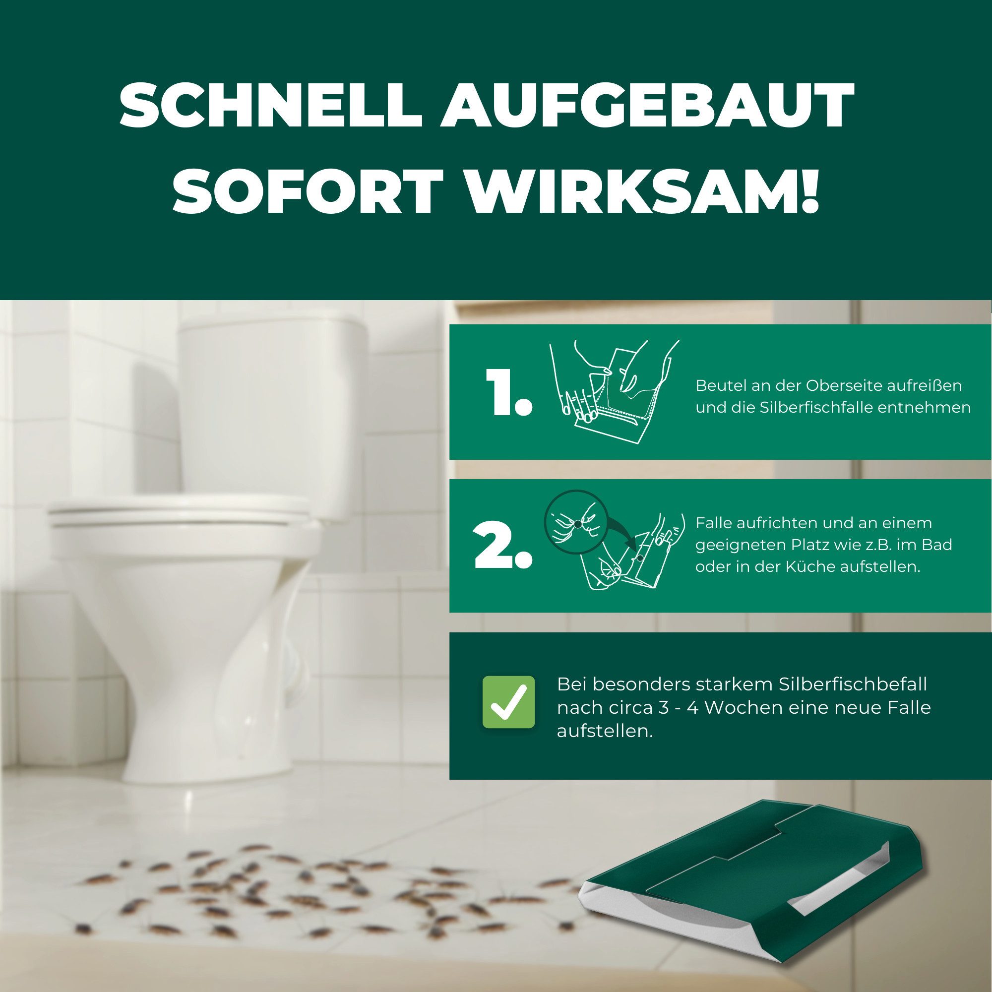 Silberkraft Insektenfalle Silberfischfalle – Effektive Lösung gegen Silberfische & Papierfische, Langzeitwirkung Effektive Prävention Einfache Anwendung – Bild 5 von 5