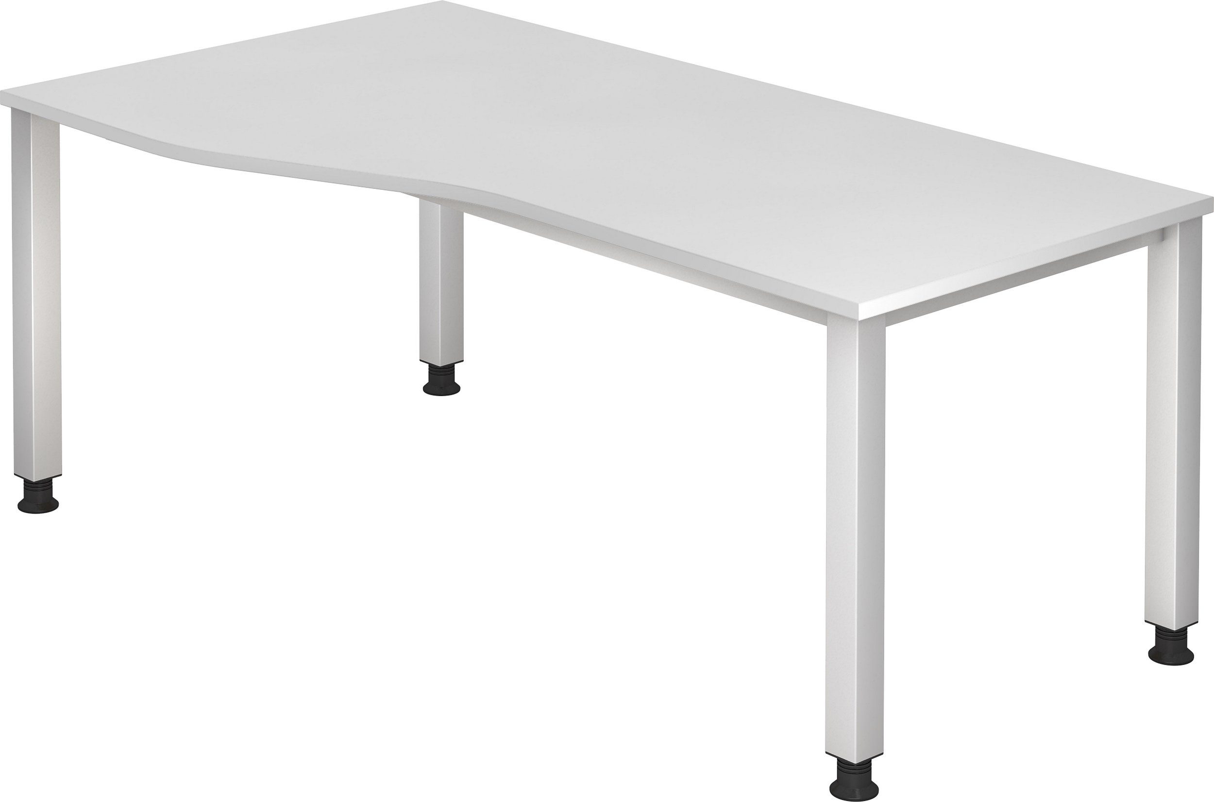 bümö Schreibtisch Schreibtisch Serie-Q, Freiform: 180 x 100 cm - Dekor: Weiß