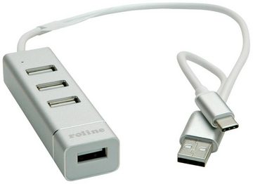 ROLINE USB-Verteiler ROLINE USB 2.0 Notebook Hub, 4 Ports, Typ A+C Anschlusskabel (14.02...