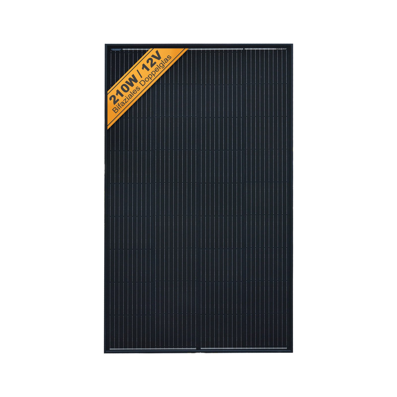 enjoy solar Solarmodul Bifaziales PERC Monokristallines 182mm 150W, 210W 12V/36V, (Leistungsgarantie bis 10 Jahren mit 90% und bis 25 Jahren mit 80), Dual Glas Design