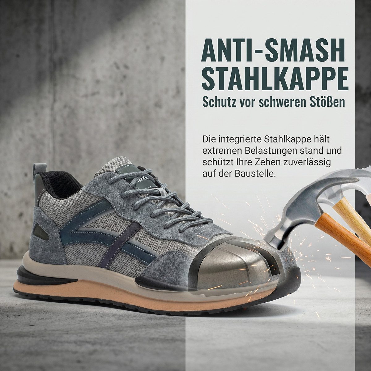 PROCHAIN Arbeitsschuhe Modische Herren Sicherheitsschuh (Stahlkappen, Arbeitsschuhe, Sicherheitsschuhe, Schutzausrüstung, 1-tlg., sportlich, bequem, leicht, atmungsaktiv, weich und rutschfes) Herren-und Damenmodelle Indoor und Outdoor
