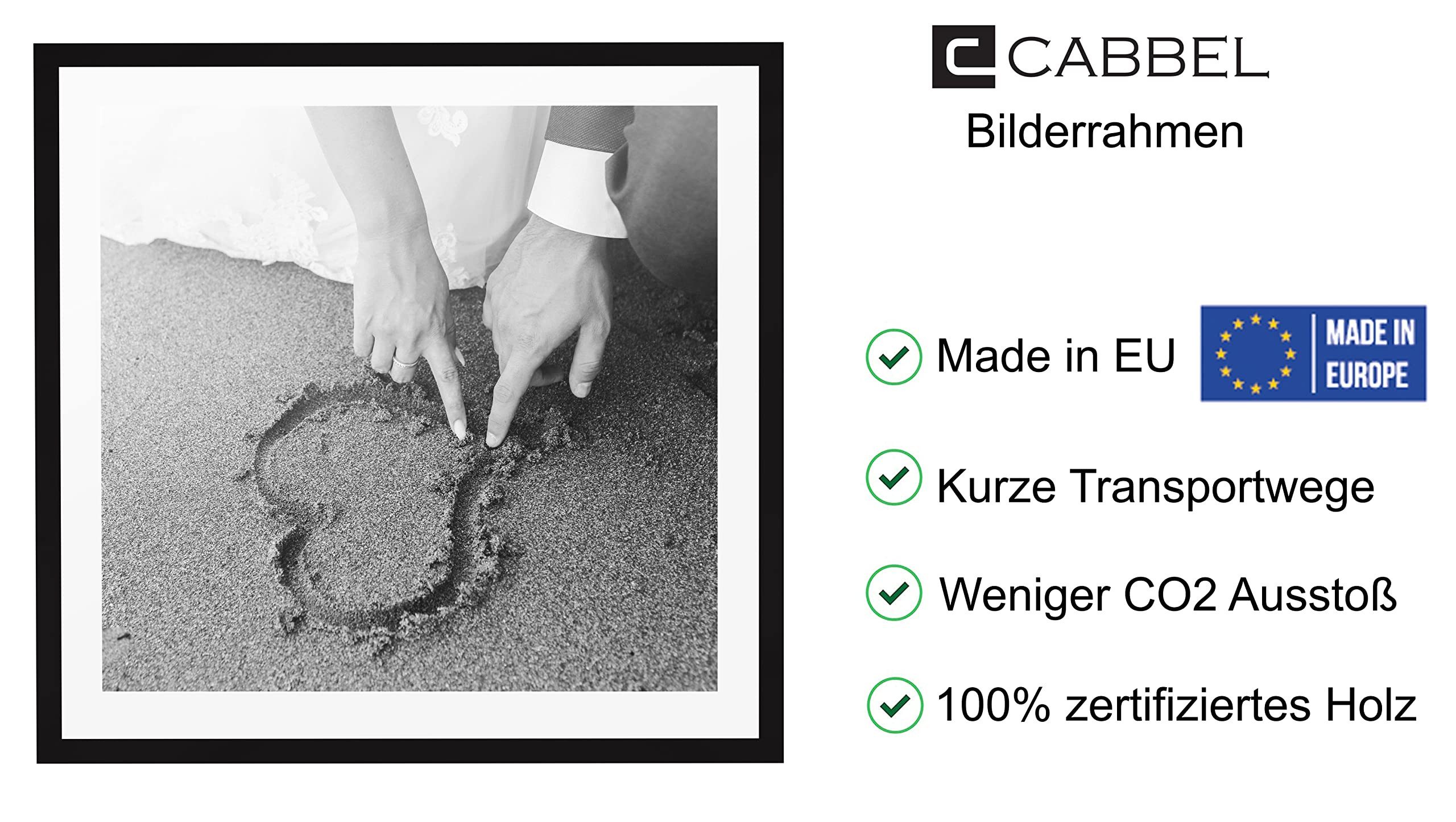 CABBEL Bilderrahmen MDF Holzrahmen Fotorahmen modern Collagen Foto Poster Galerie Wanddeko, für 1 Bilder (1 St), 60x60 cm Schwarz Puzzlerahmen Posterrahmen schmal elegant Wohnzimmer