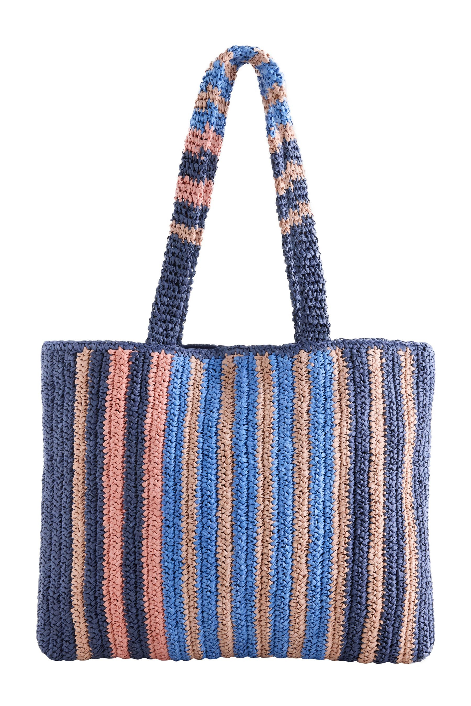 Schultertasche Schultertasche mit Streifen in Raffiaoptik
