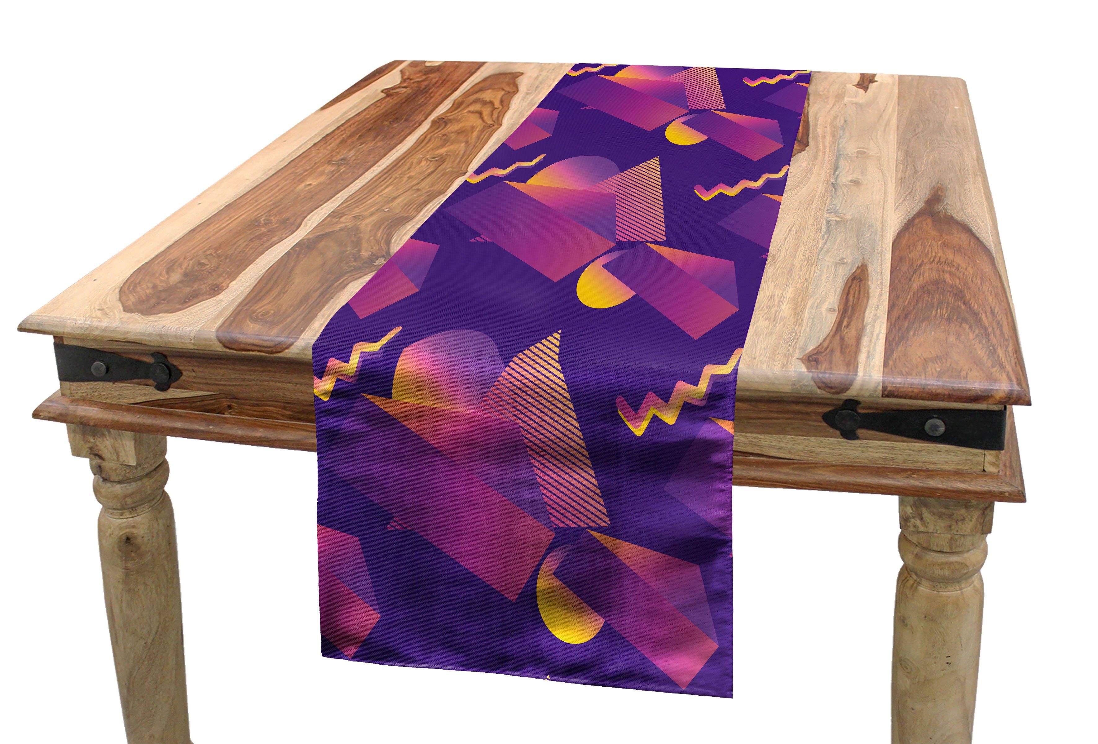 Abakuhaus Tischläufer Esszimmer Küche Rechteckiger Dekorativer Tischläufer, Geometrisch Memphis Art Forms Kunst