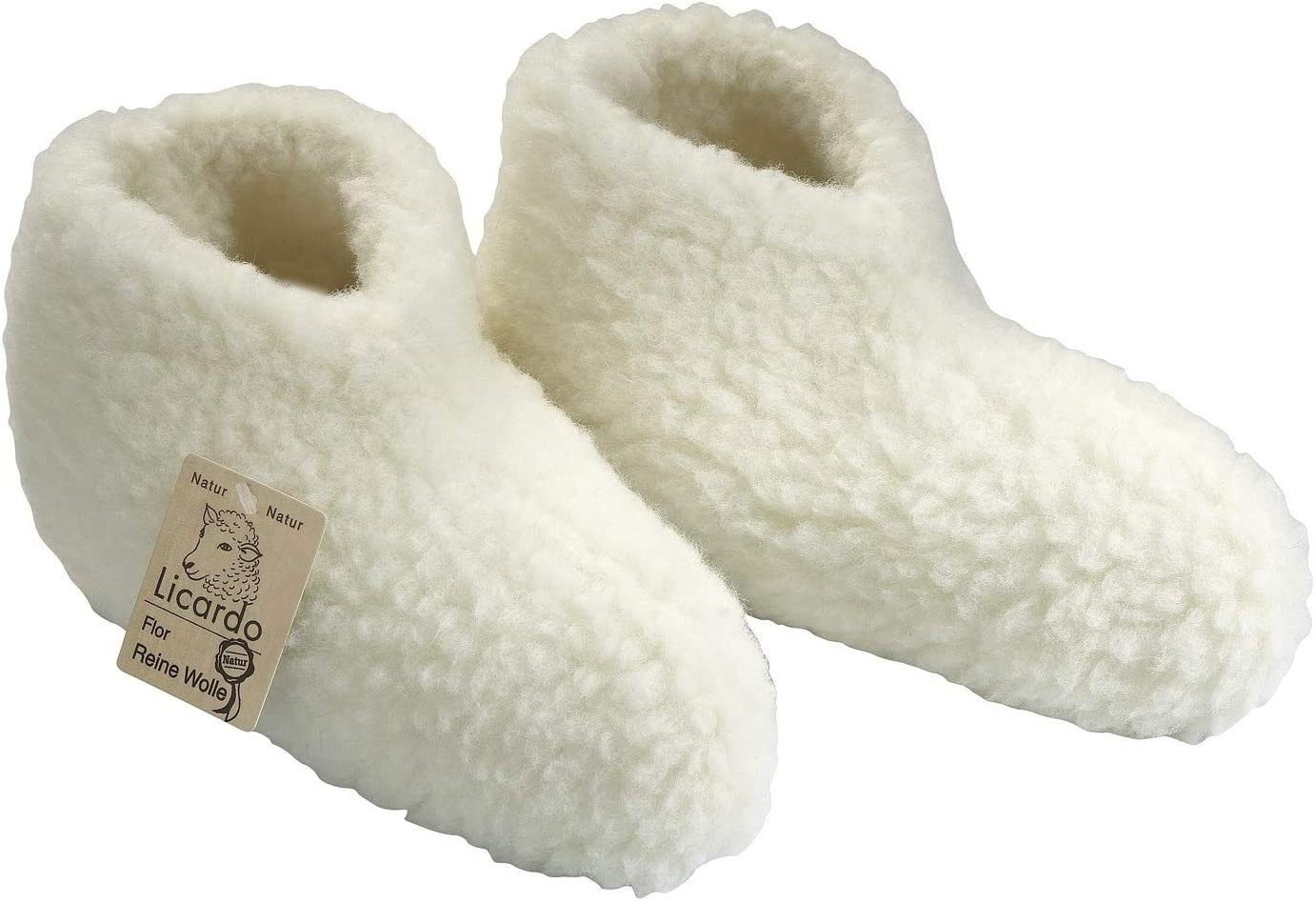 Linke Licardo Bettschuhe naturfarben, mit Schafwolle aus 100 % Schurwolle Bettschuh