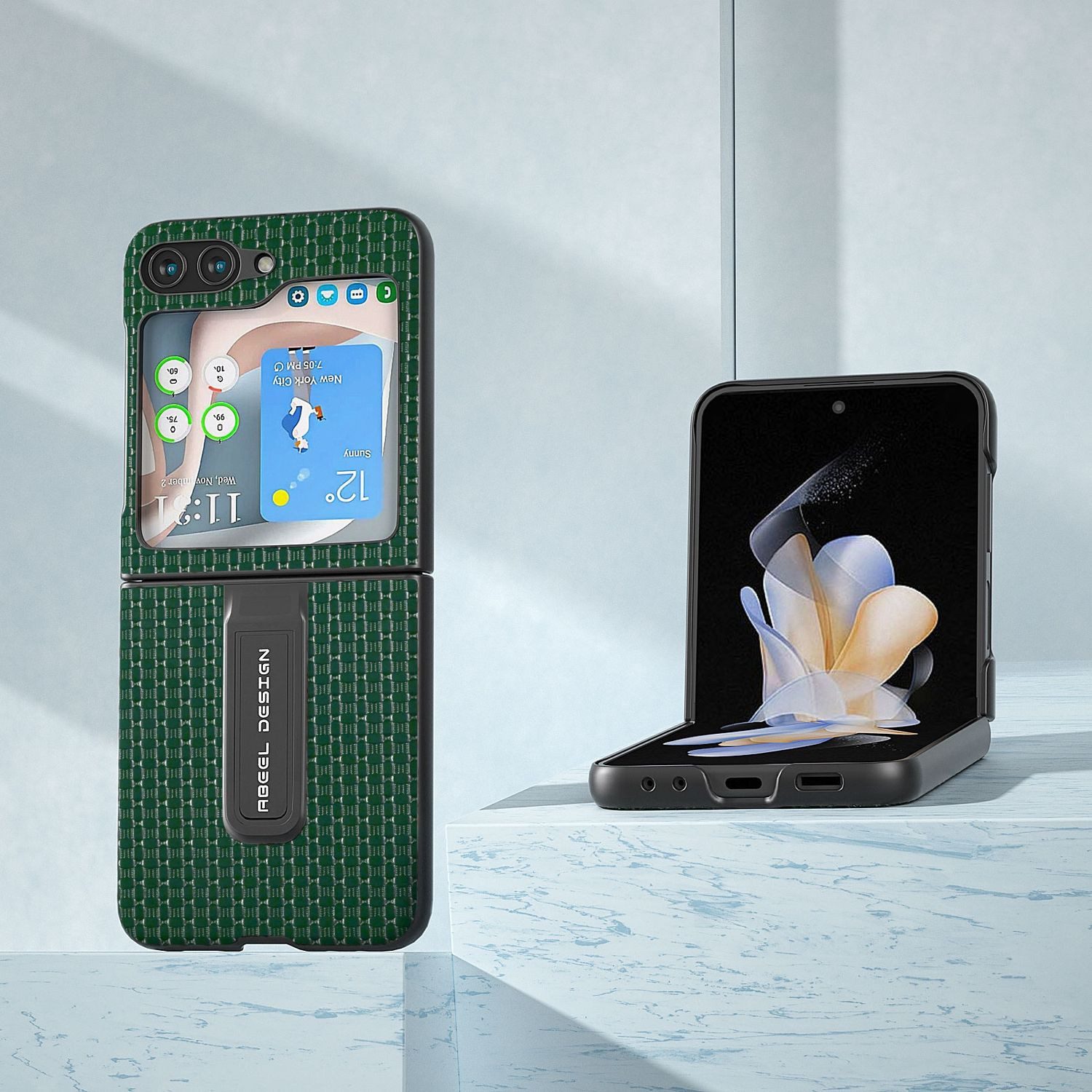 Wigento Handyhülle Für Samsung Galaxy Z Flip5 5G Echt Leder Handy Tasche Hülle Cover Etui