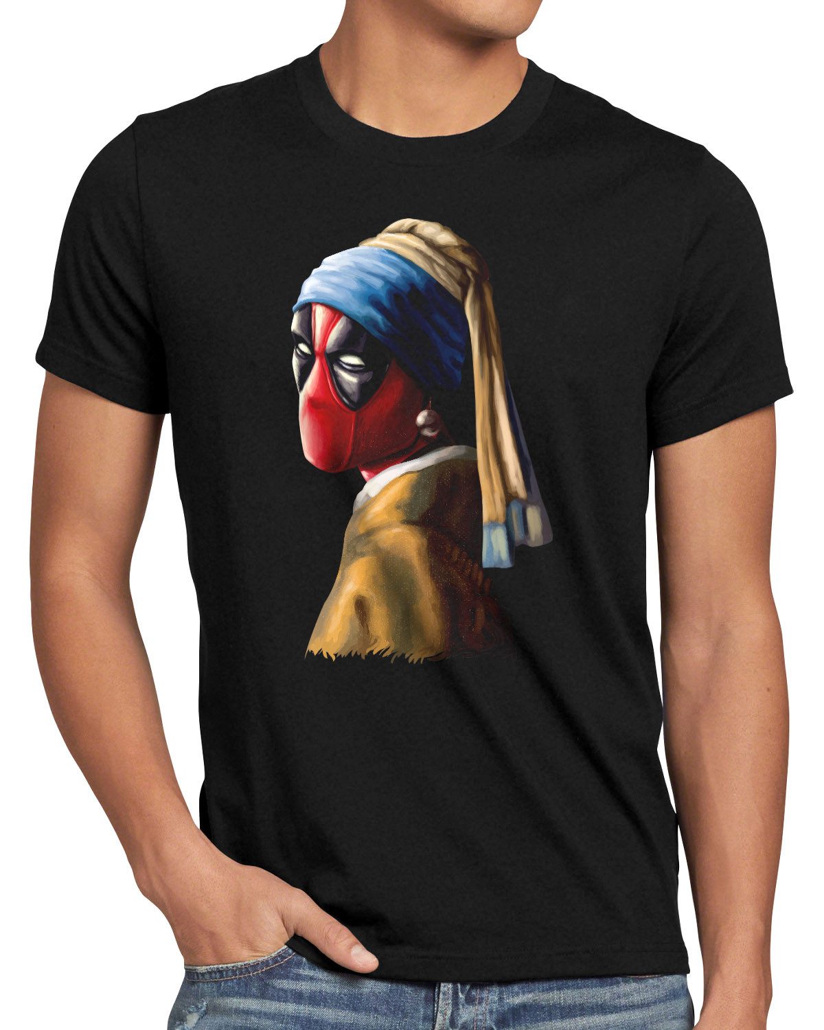 style3 T-Shirt deadpool pearl girl earring wade wilson winston marvel comics katana