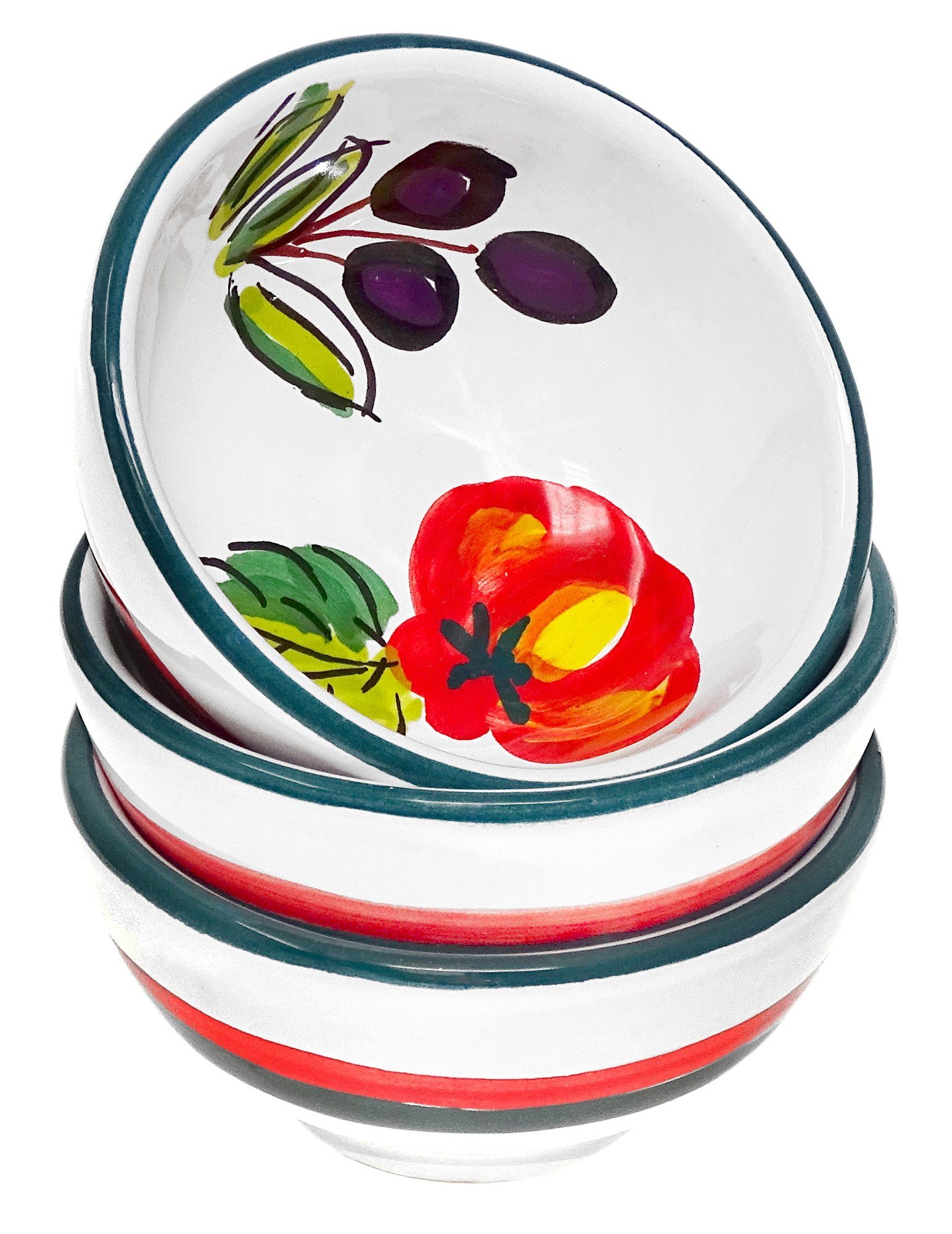 Lashuma Dessertschale, Keramik, (3-tlg), Kleine Servierschüsseln, Snackschalen handgemacht Tomate Olive