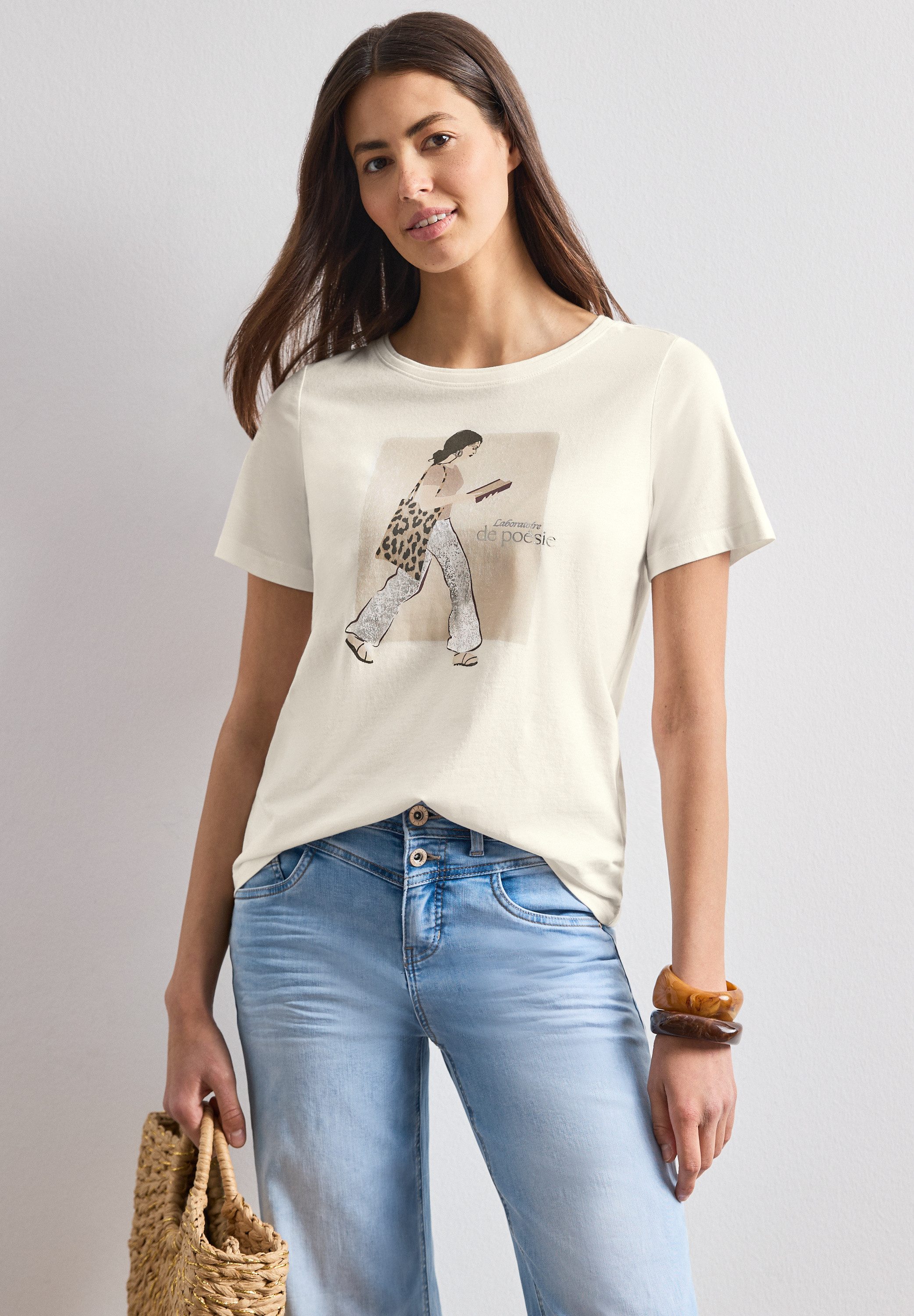 STREET ONE Print-Shirt aus softem Materialmix